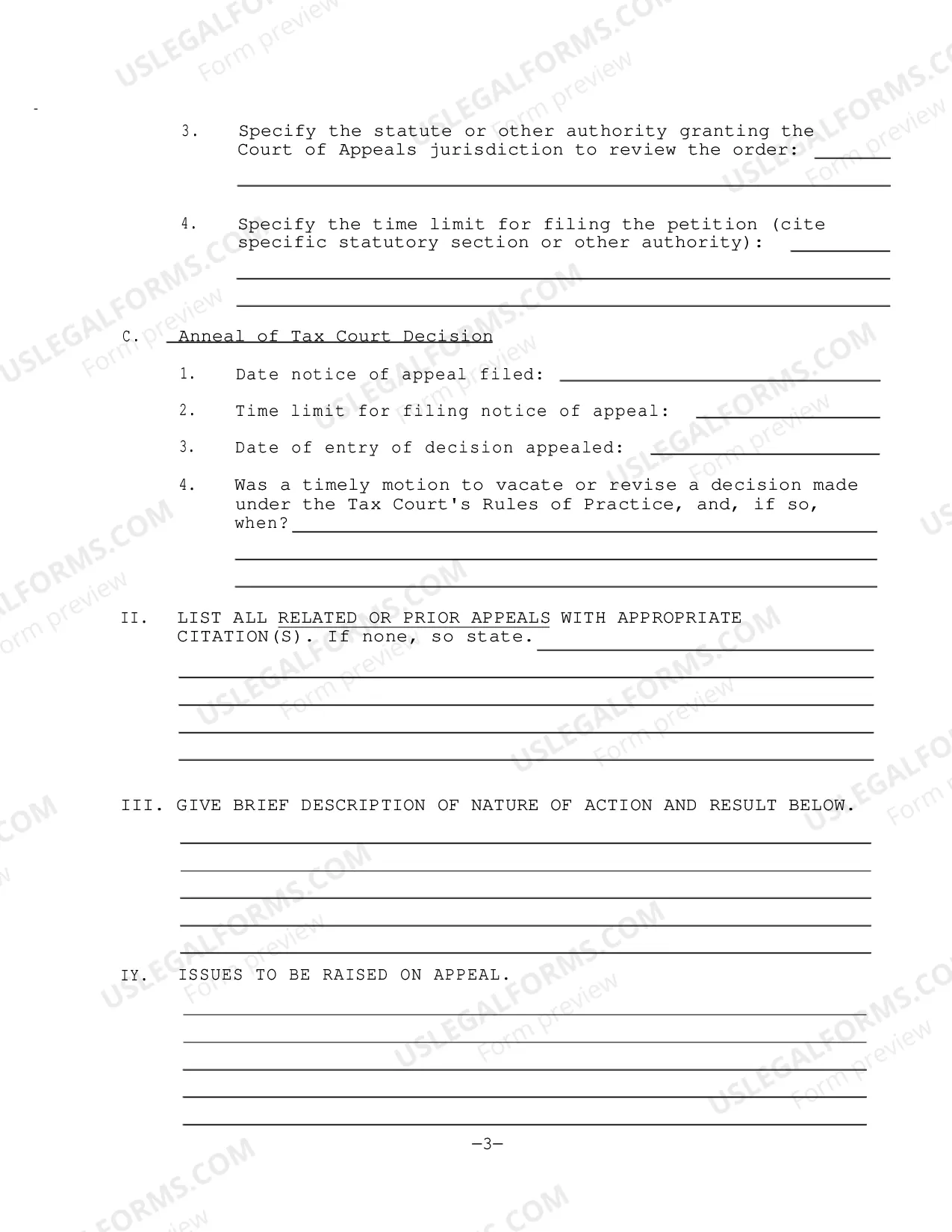 Preview Docketing Statement Instructions