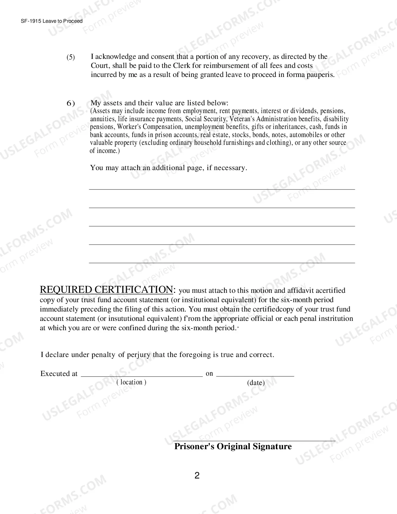 Preview Prisoner's Motion and Affidavit for Leave to Proceed