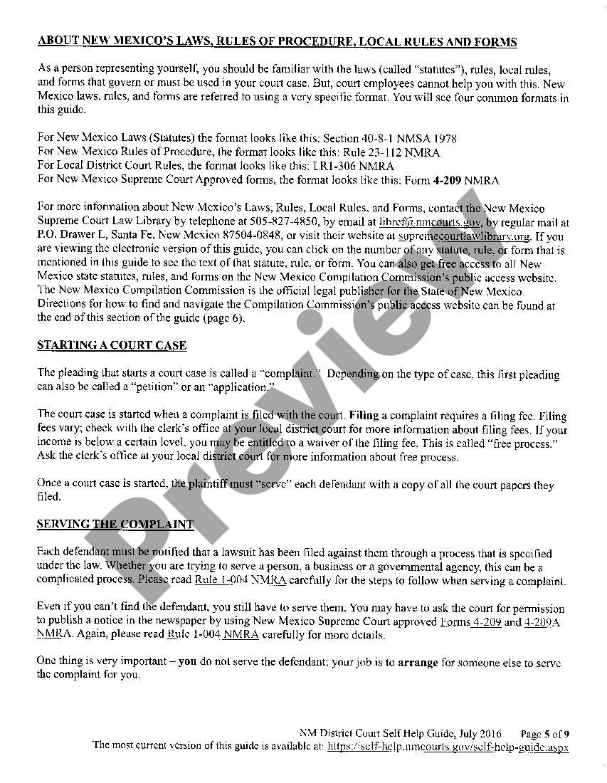 New Mexico Name Change Instructions and Forms for a Minor Under Age 14