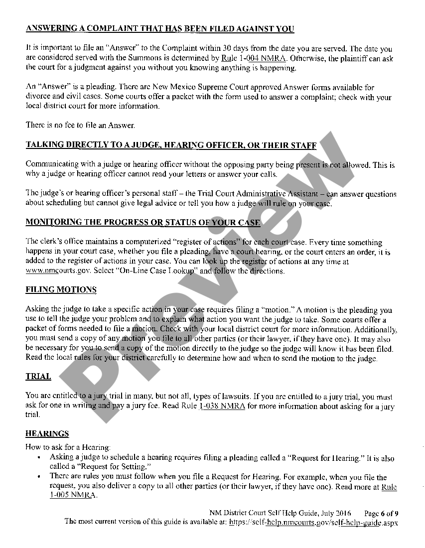 New Mexico Name Change Instructions and Forms for a Minor Under Age 14