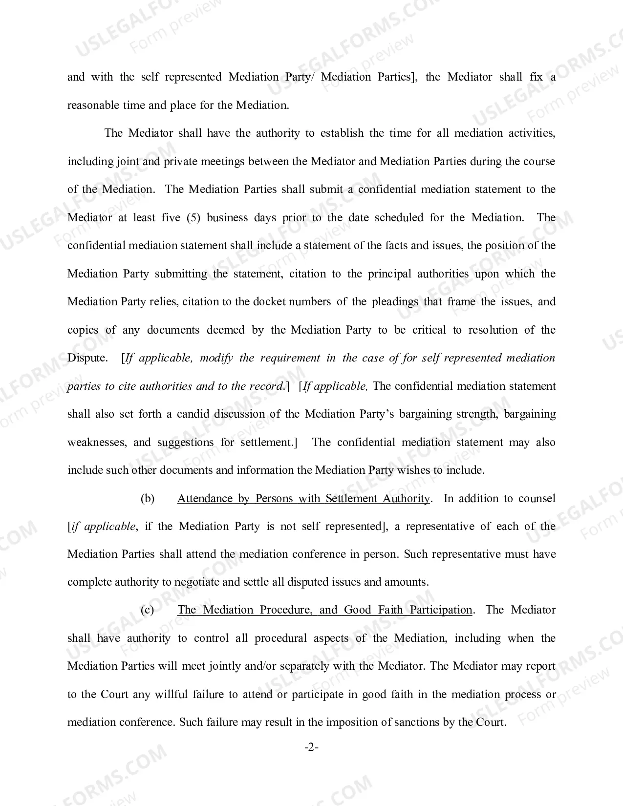 Preview Mediation Order