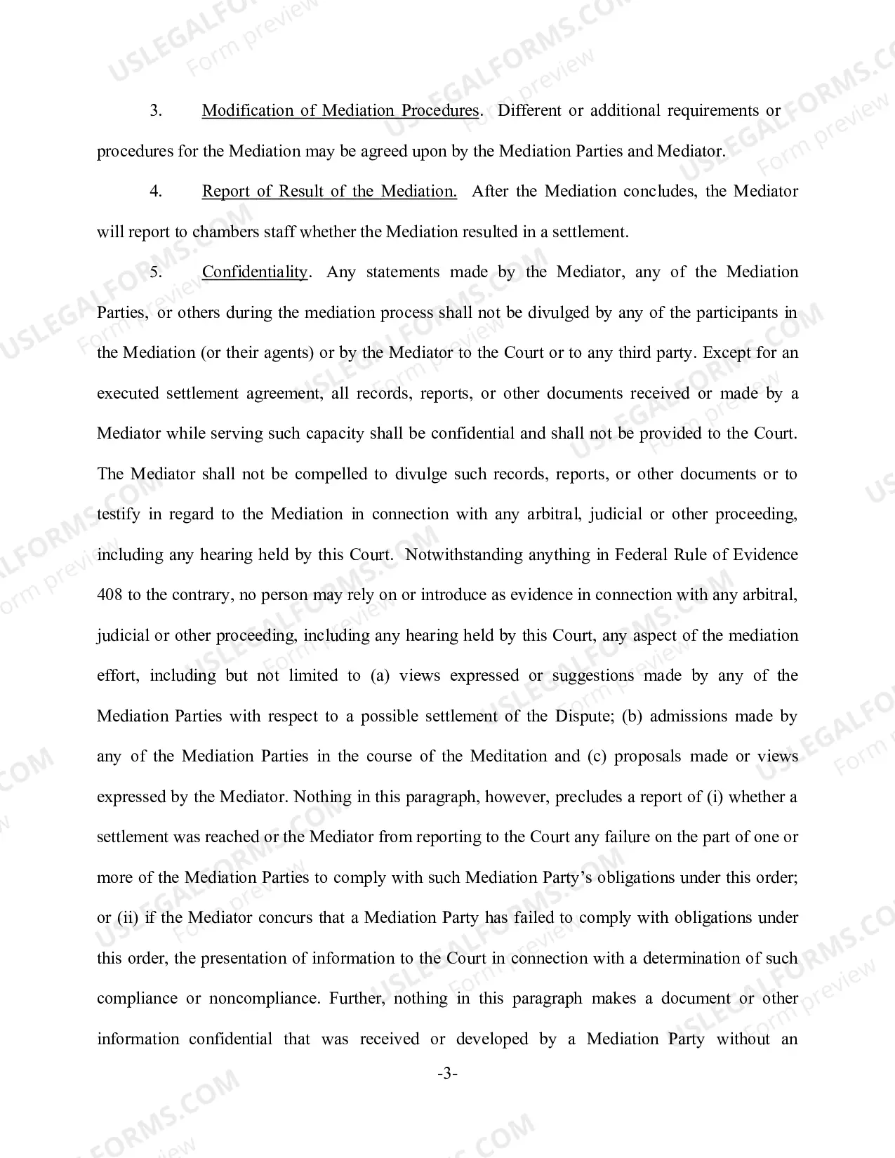Preview Mediation Order