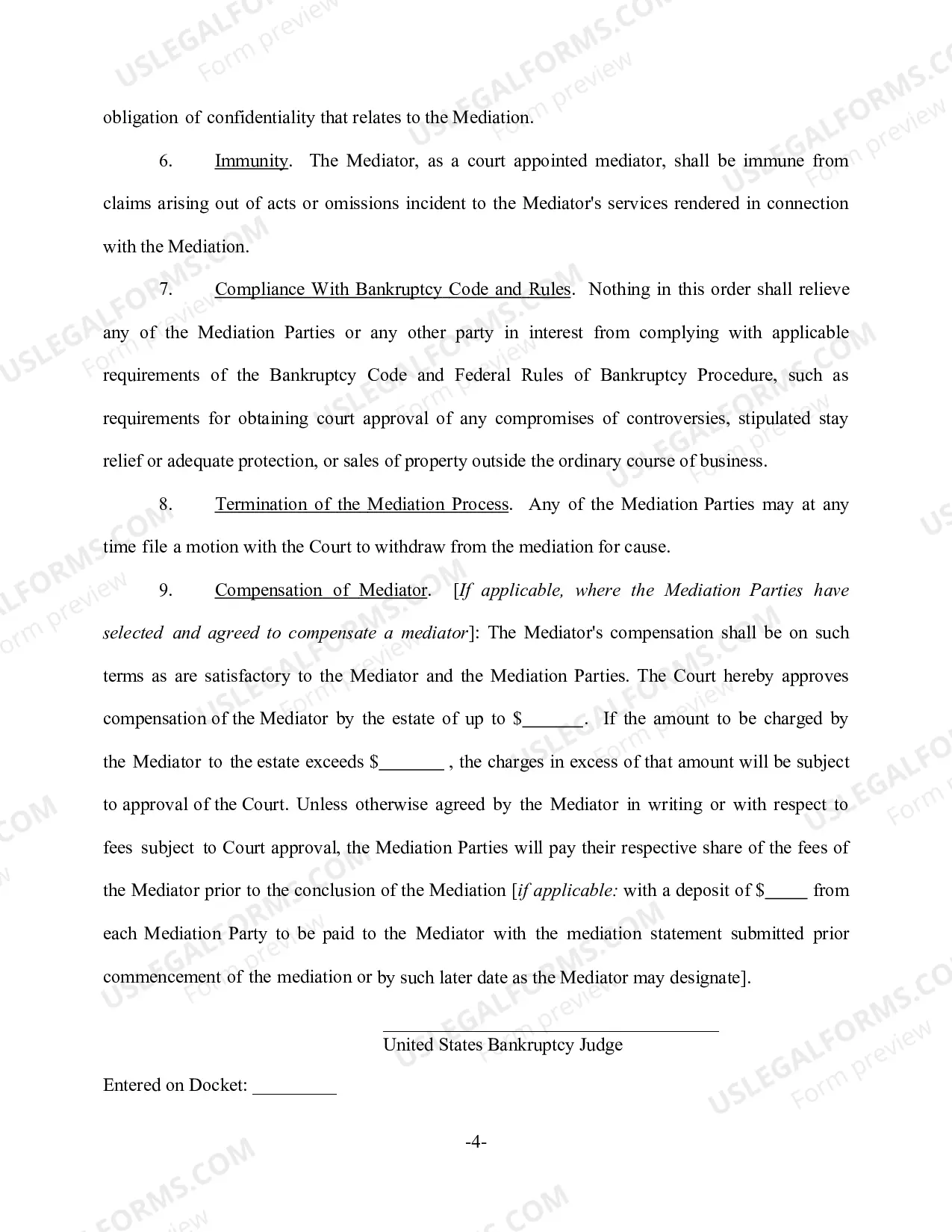 Preview Mediation Order