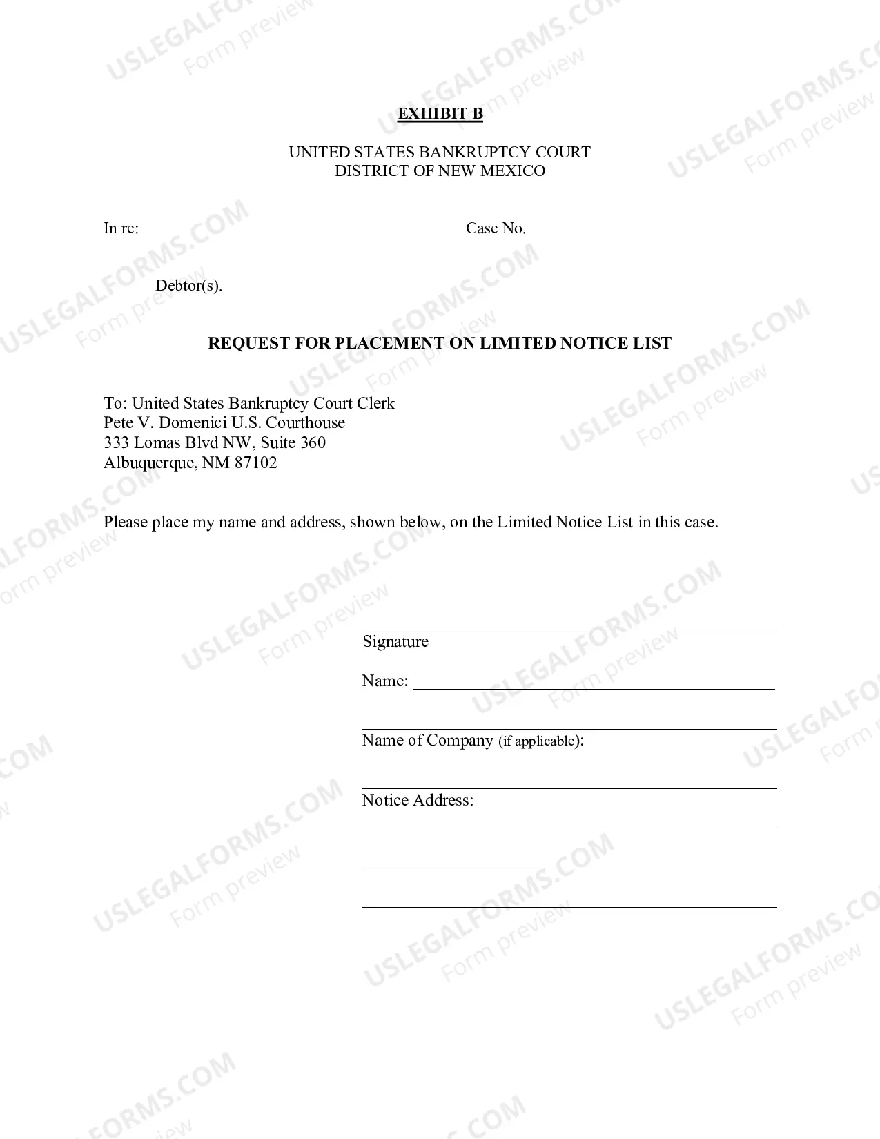 Preview Order Limiting Notice of Certain Matters