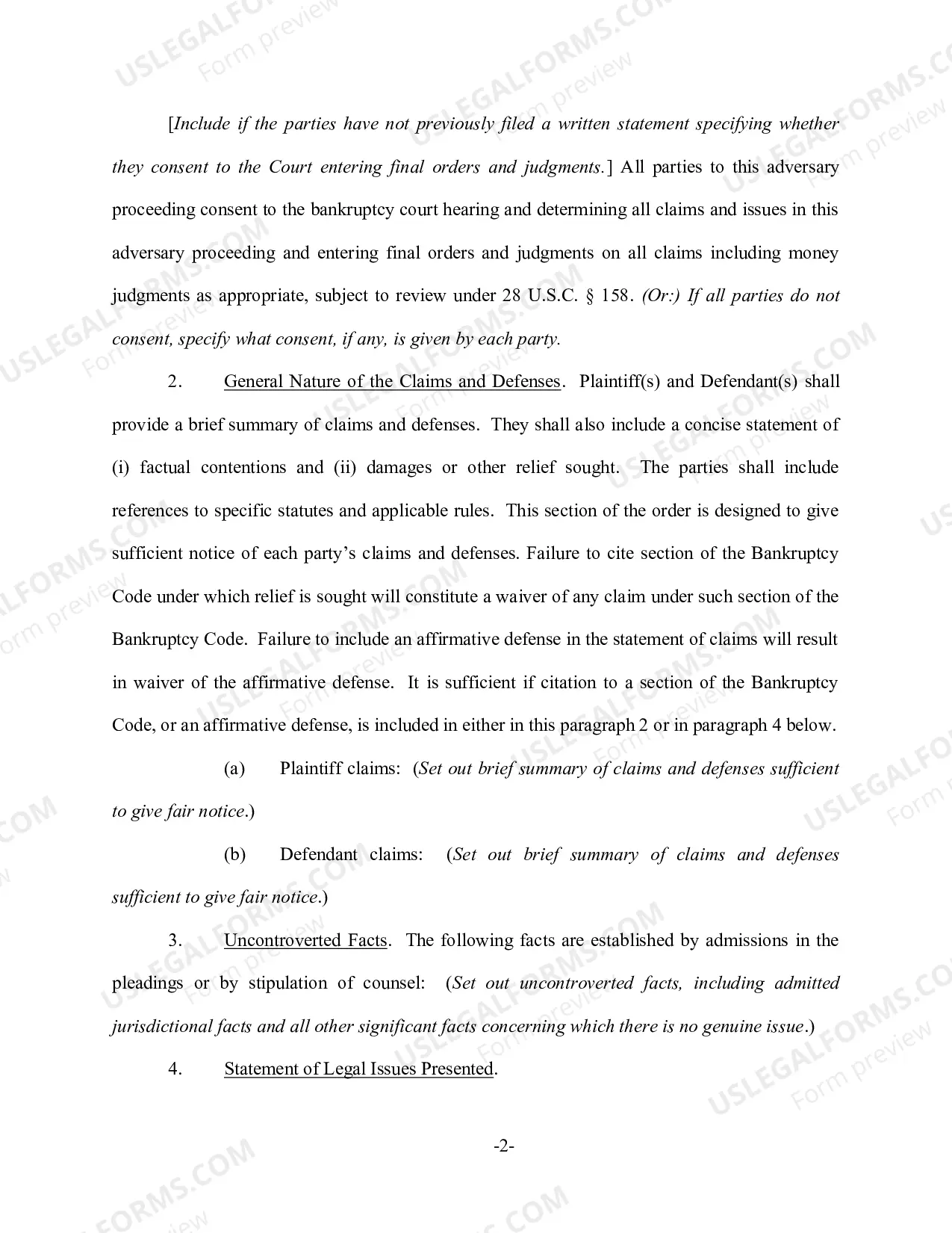 Preview Pretrial Order