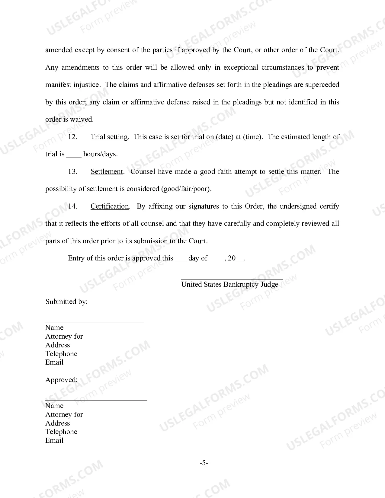 Preview Pretrial Order