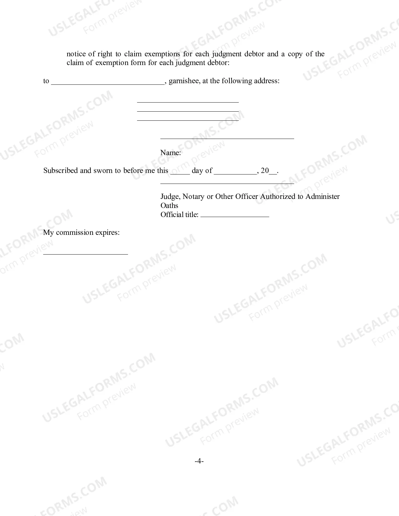 Preview Writ of Garnishment
