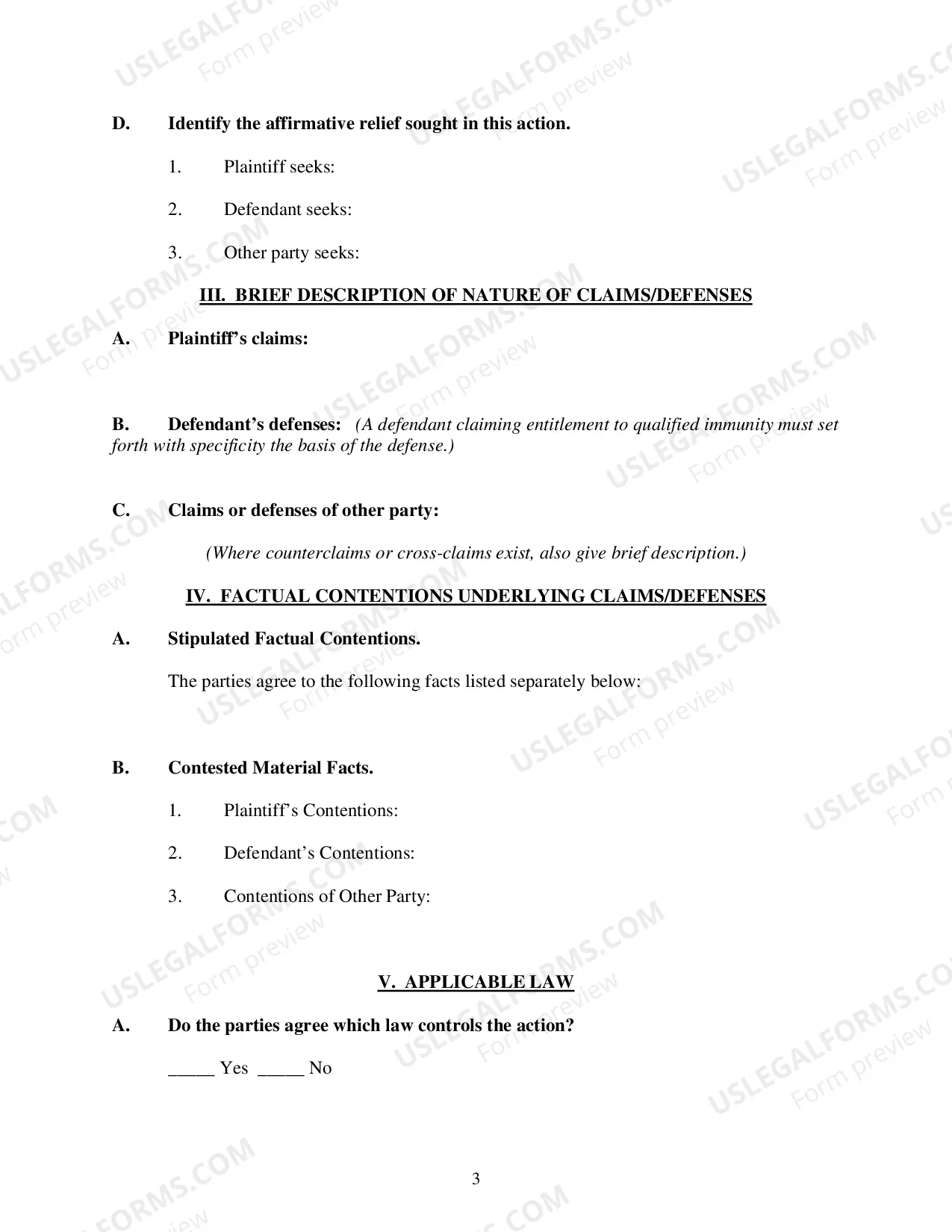 Preview Pretrial Order