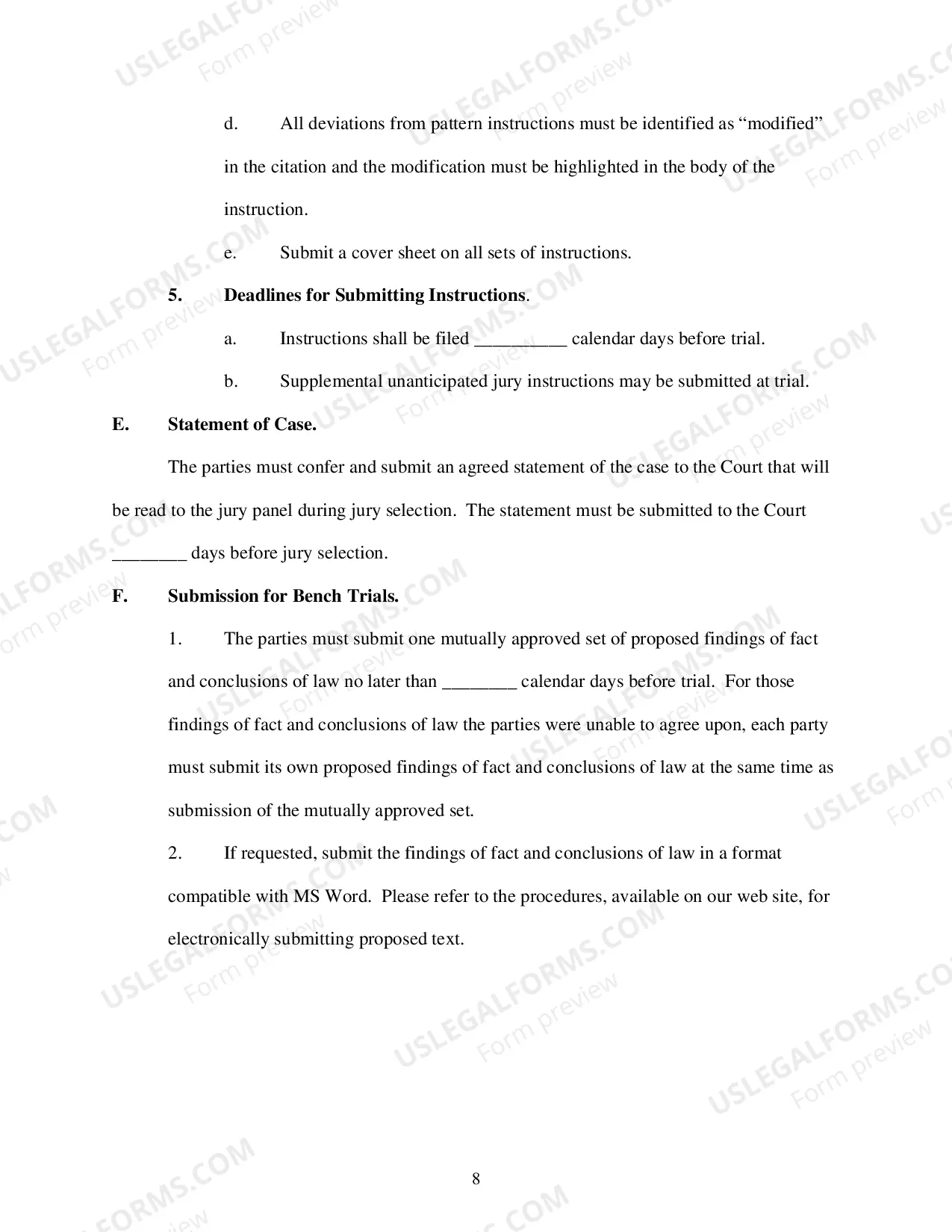 Preview Pretrial Order