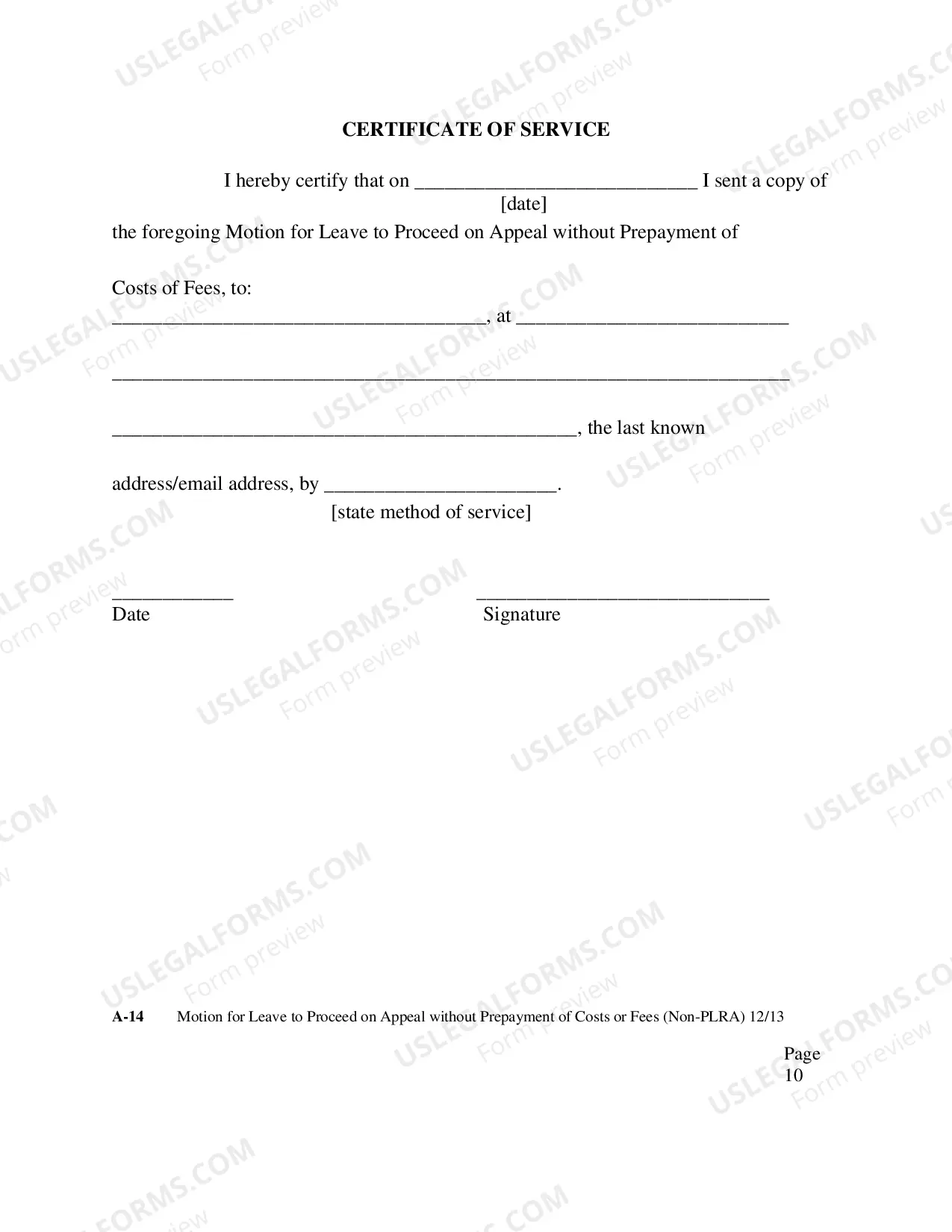 Preview Appeal IFP Motion