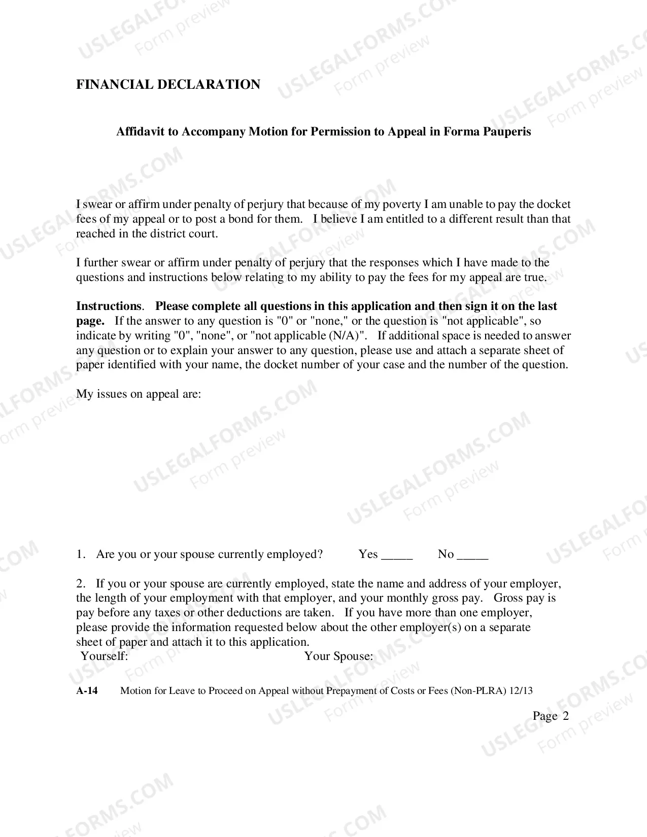 Preview Appeal IFP Motion