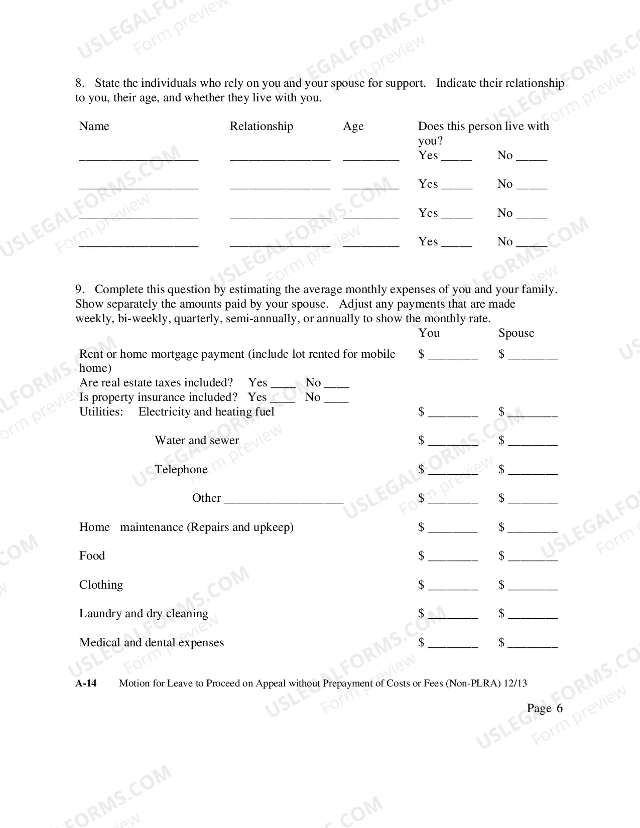 Preview Appeal IFP Motion