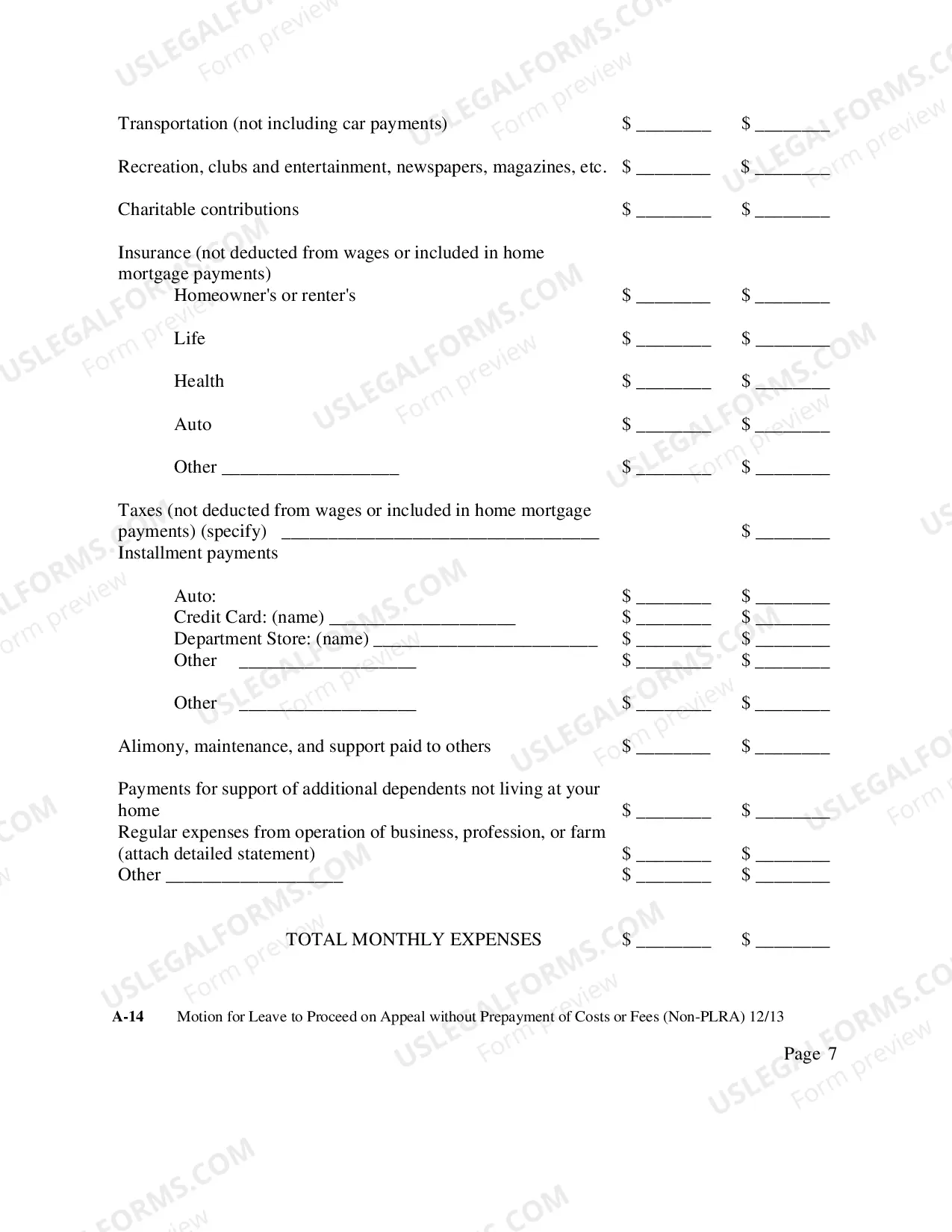 Preview Appeal IFP Motion