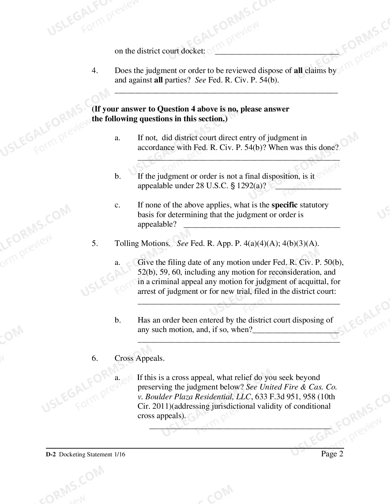Preview Transcript Order Form, FAQ, Docketing Statement Instructions