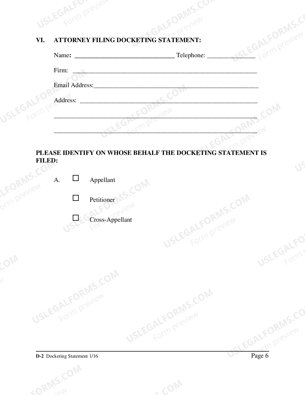Preview Transcript Order Form, FAQ, Docketing Statement Instructions