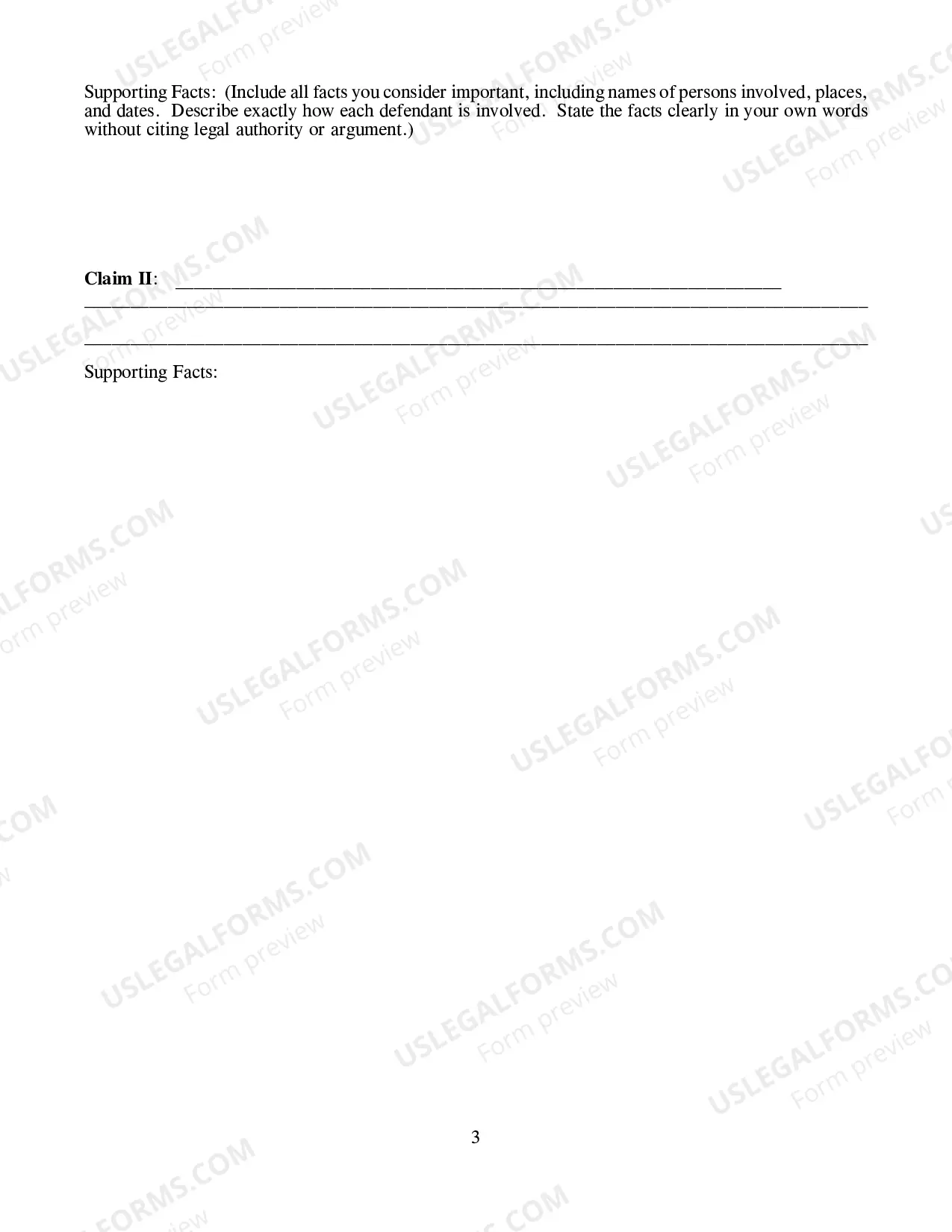 Preview Prisoner's Civil Rights Complaint (42 U.S.C. Sec. 1983)