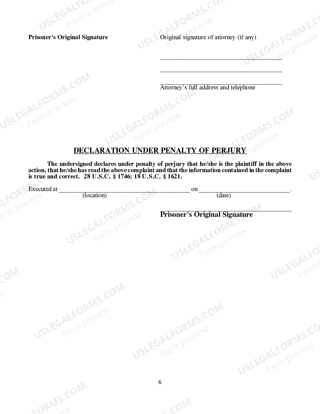 Preview Prisoner's Civil Rights Complaint (42 U.S.C. Sec. 1983)