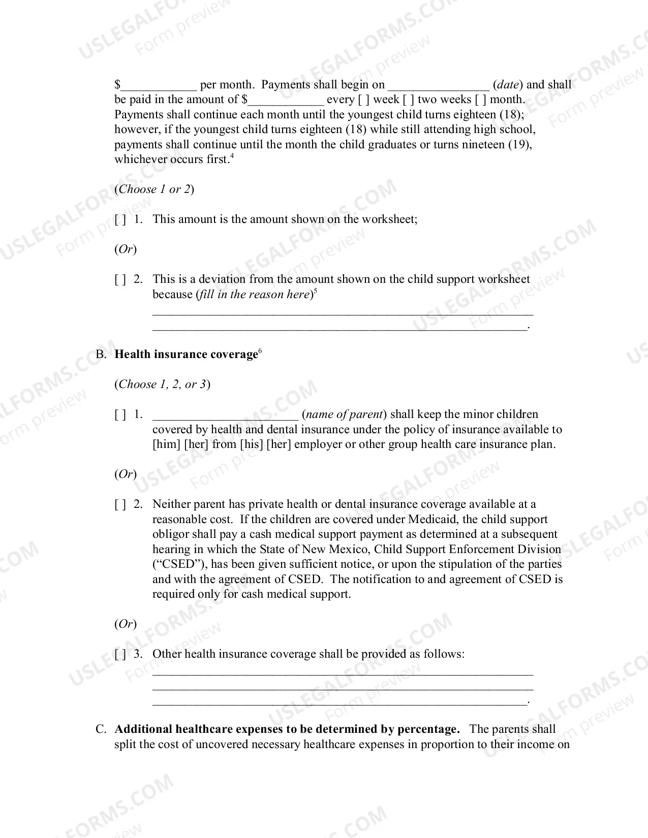Preview Child support obligation and order