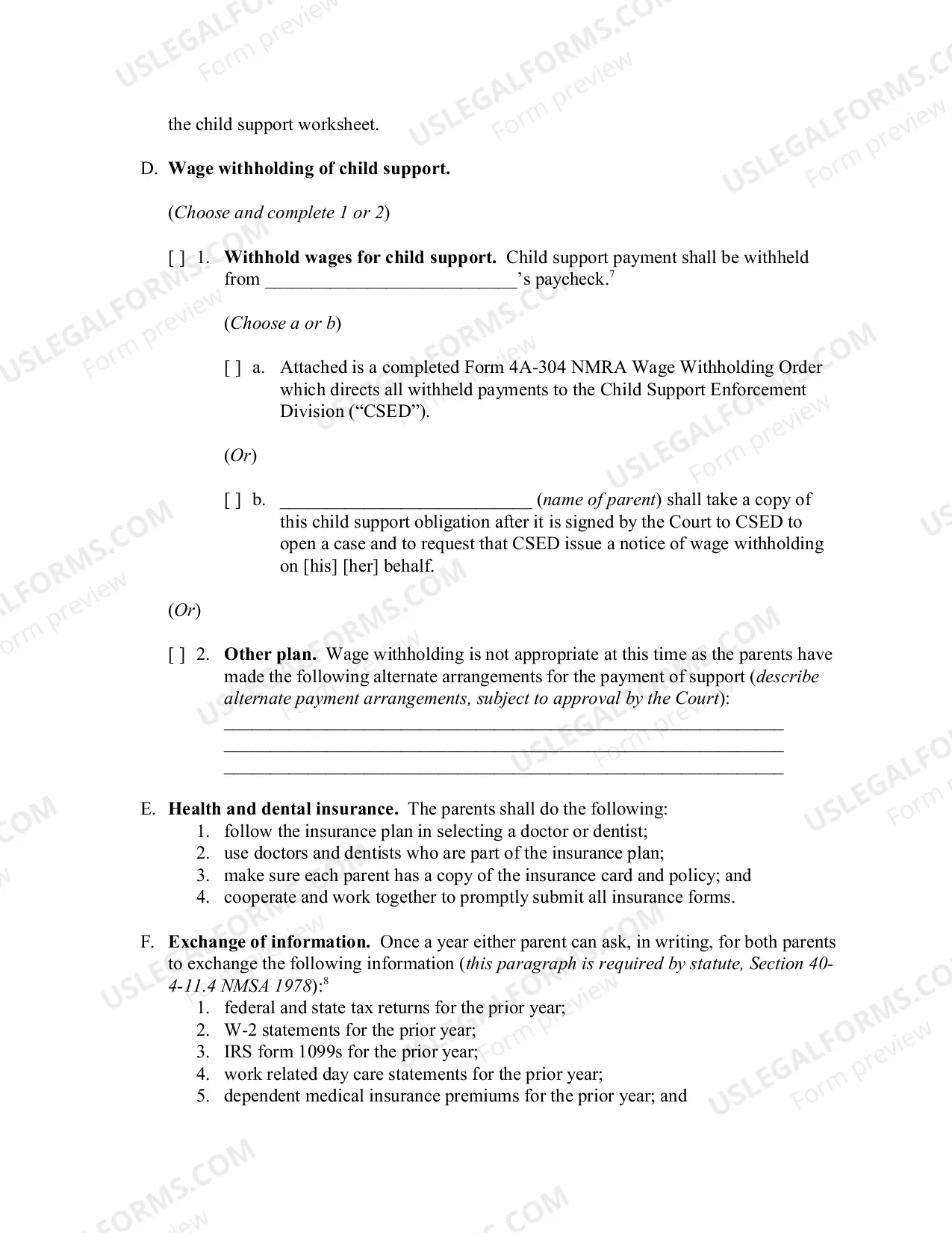 Preview Child support obligation and order