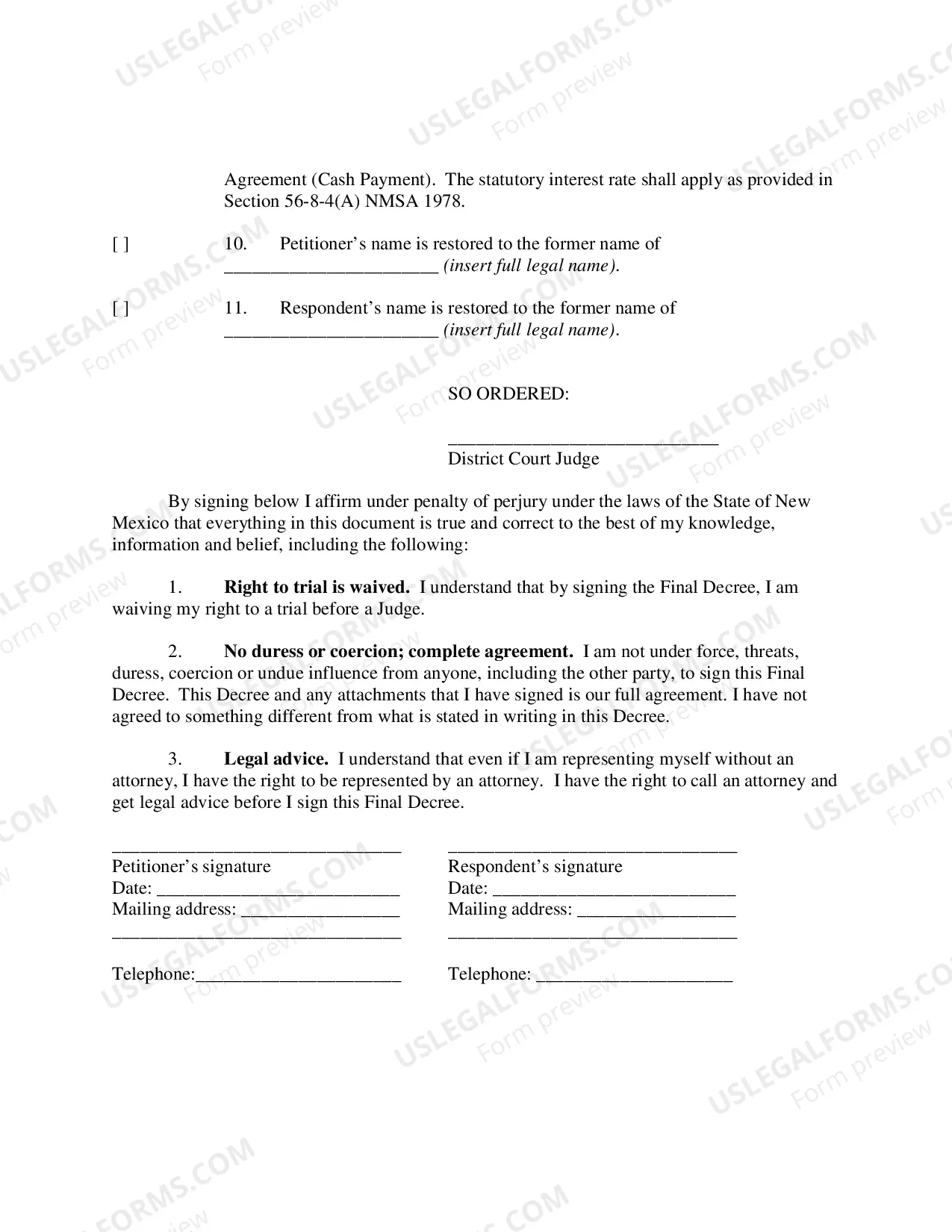 Preview Final decree of dissolution of marriage (with children)