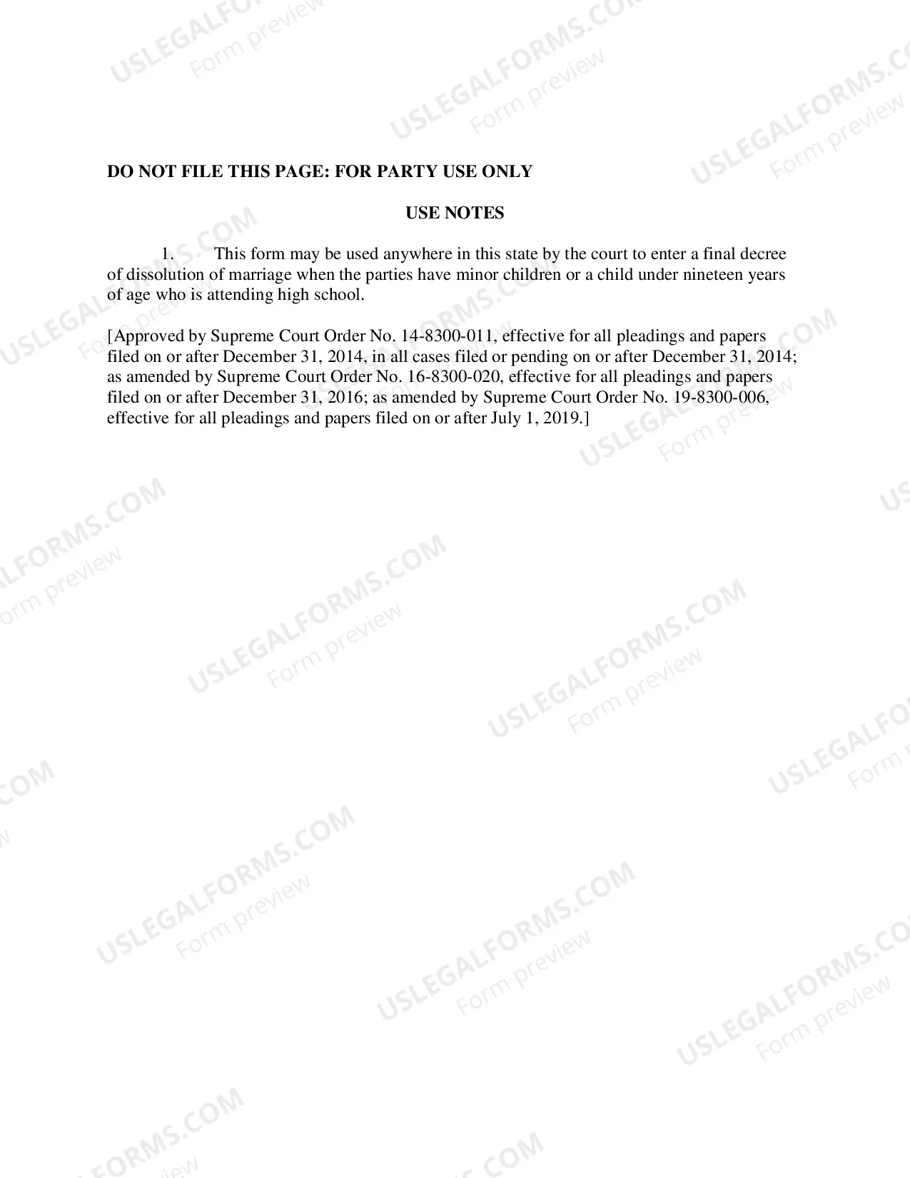 Preview Final decree of dissolution of marriage (with children)