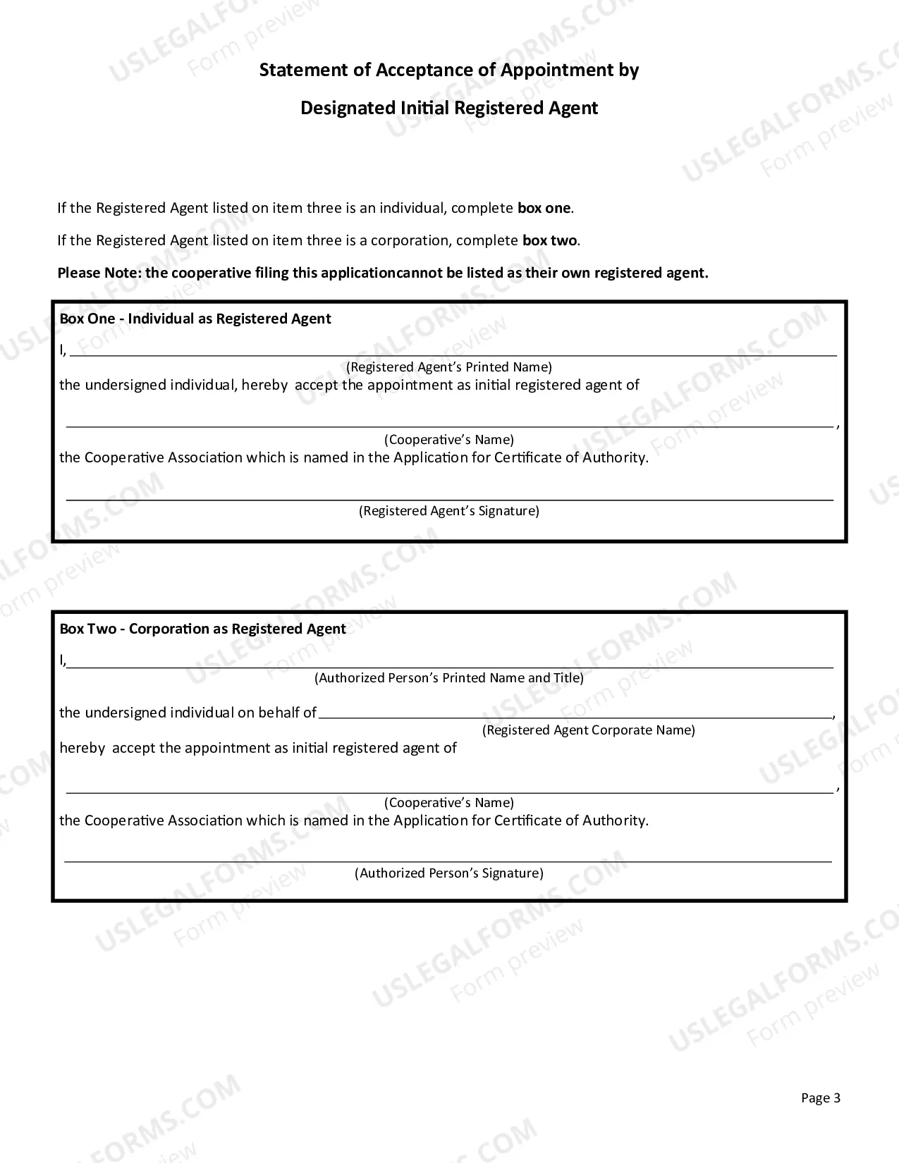 Preview Application for Certificate of Authority - Foreign Cooperative Association