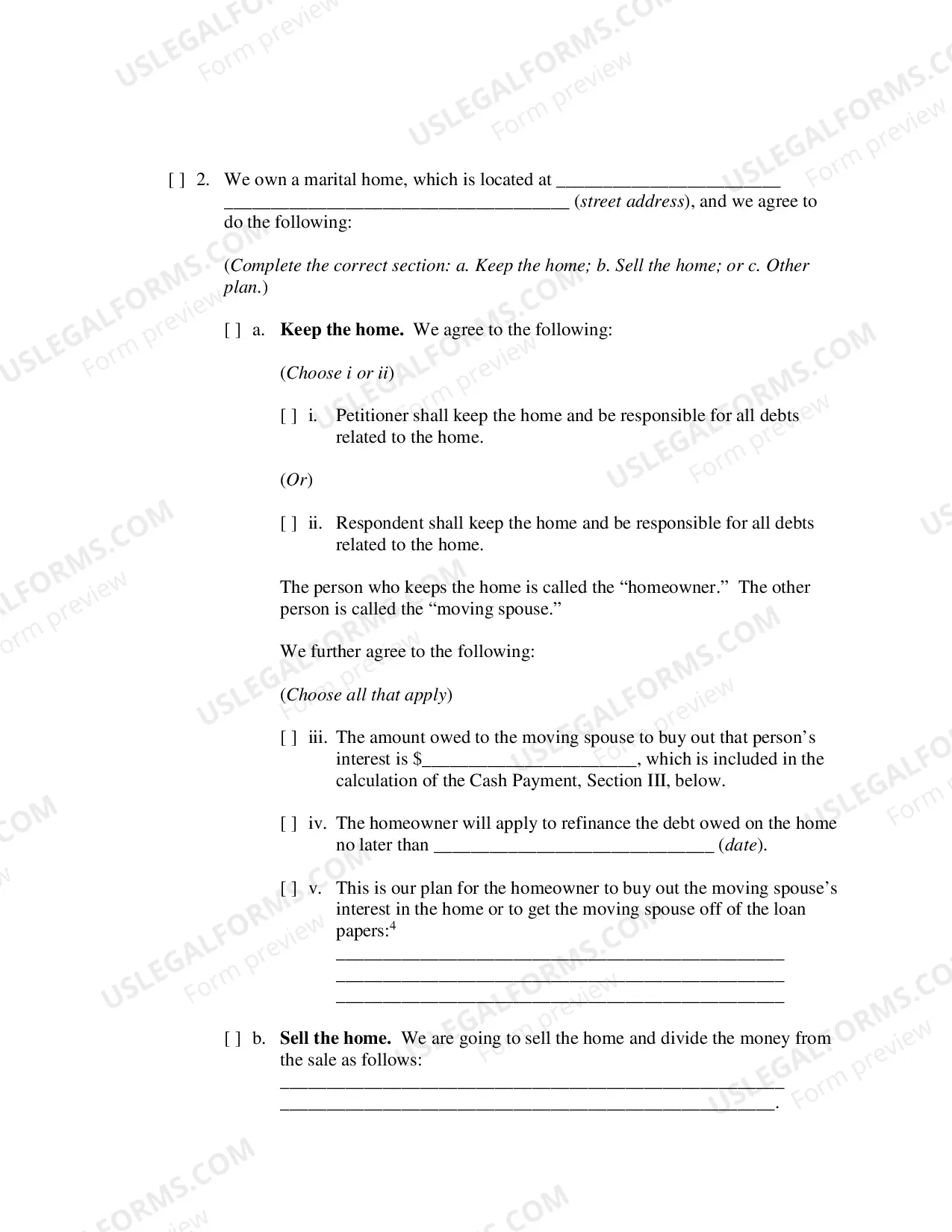 Preview Marital Settlement Agreement