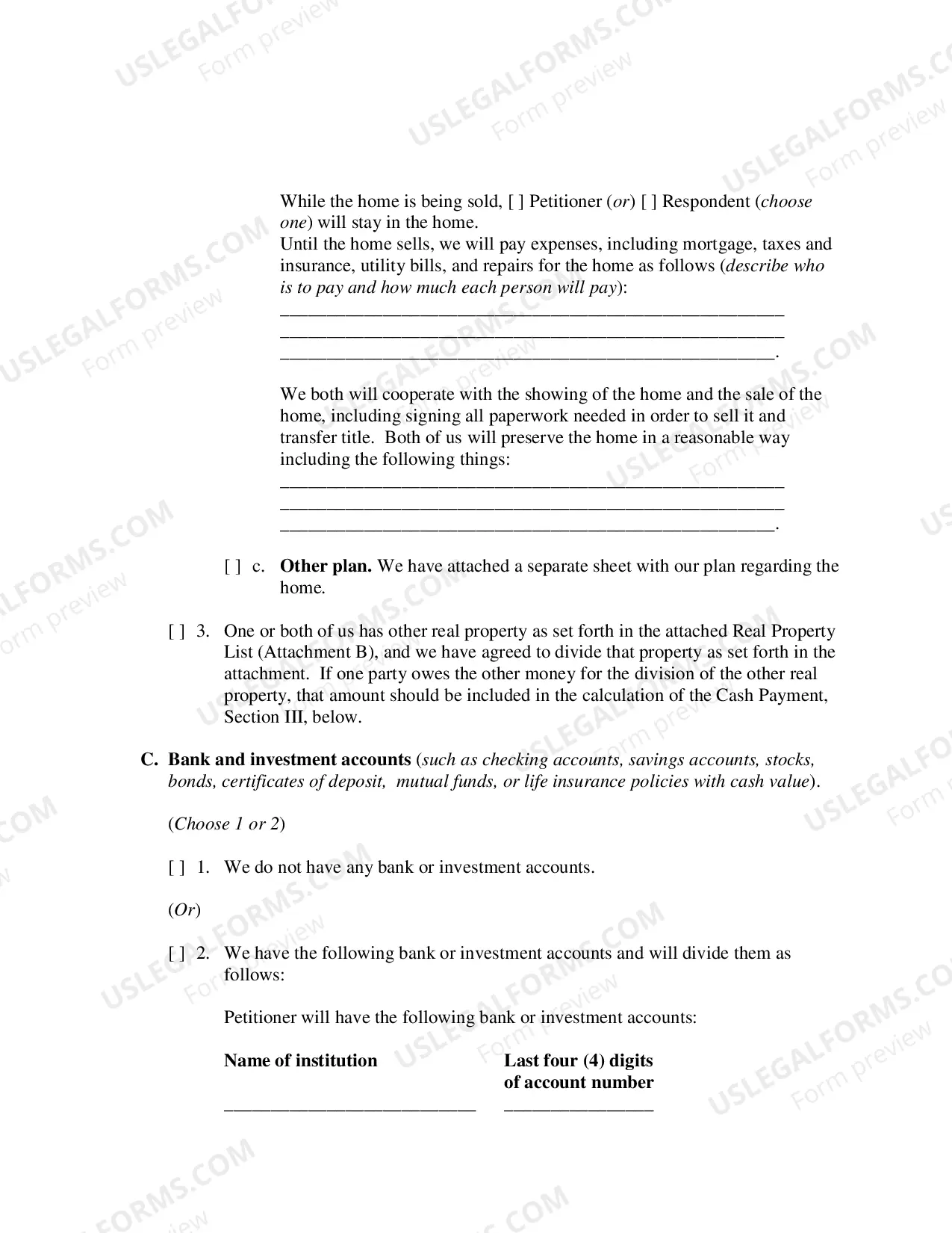 Preview Marital Settlement Agreement