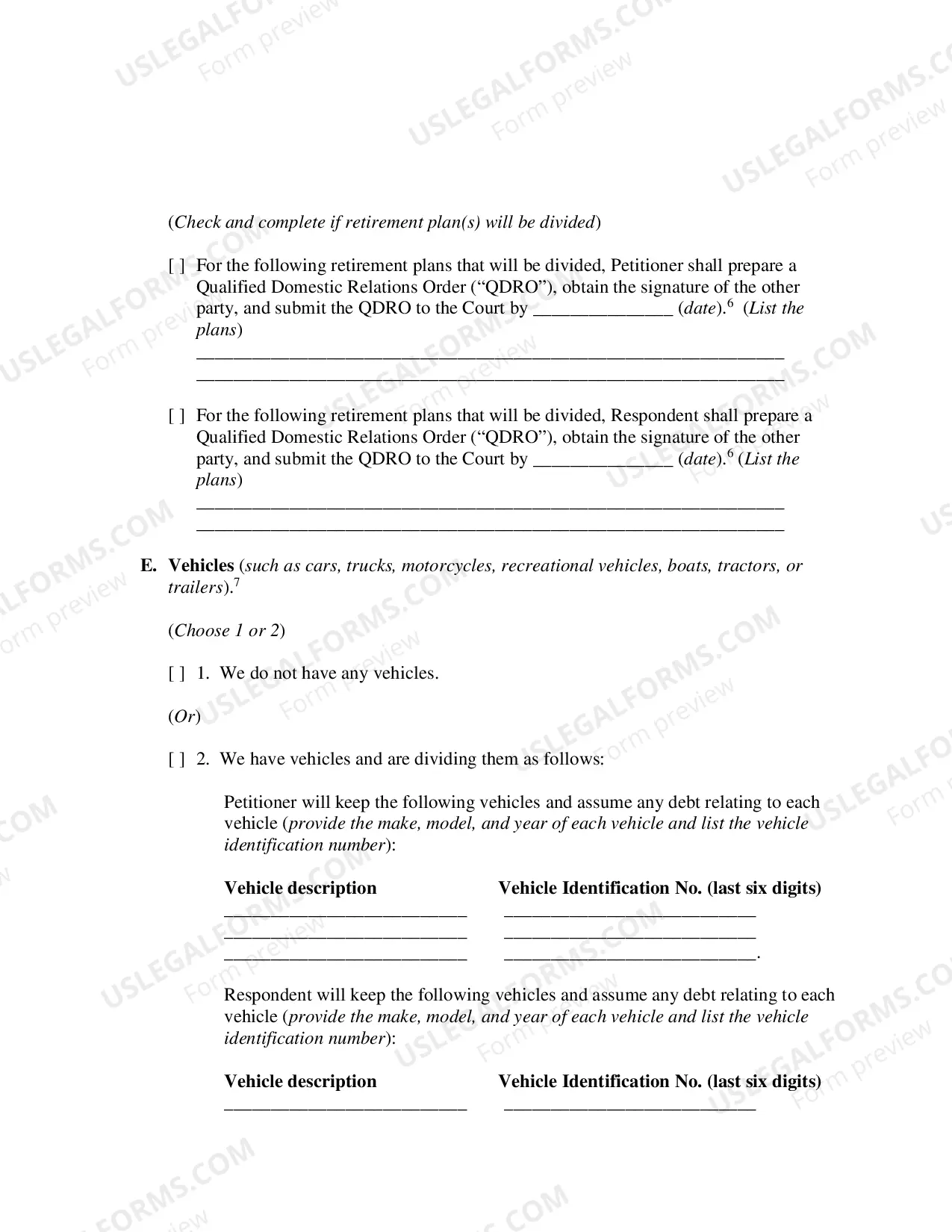 Preview Marital Settlement Agreement