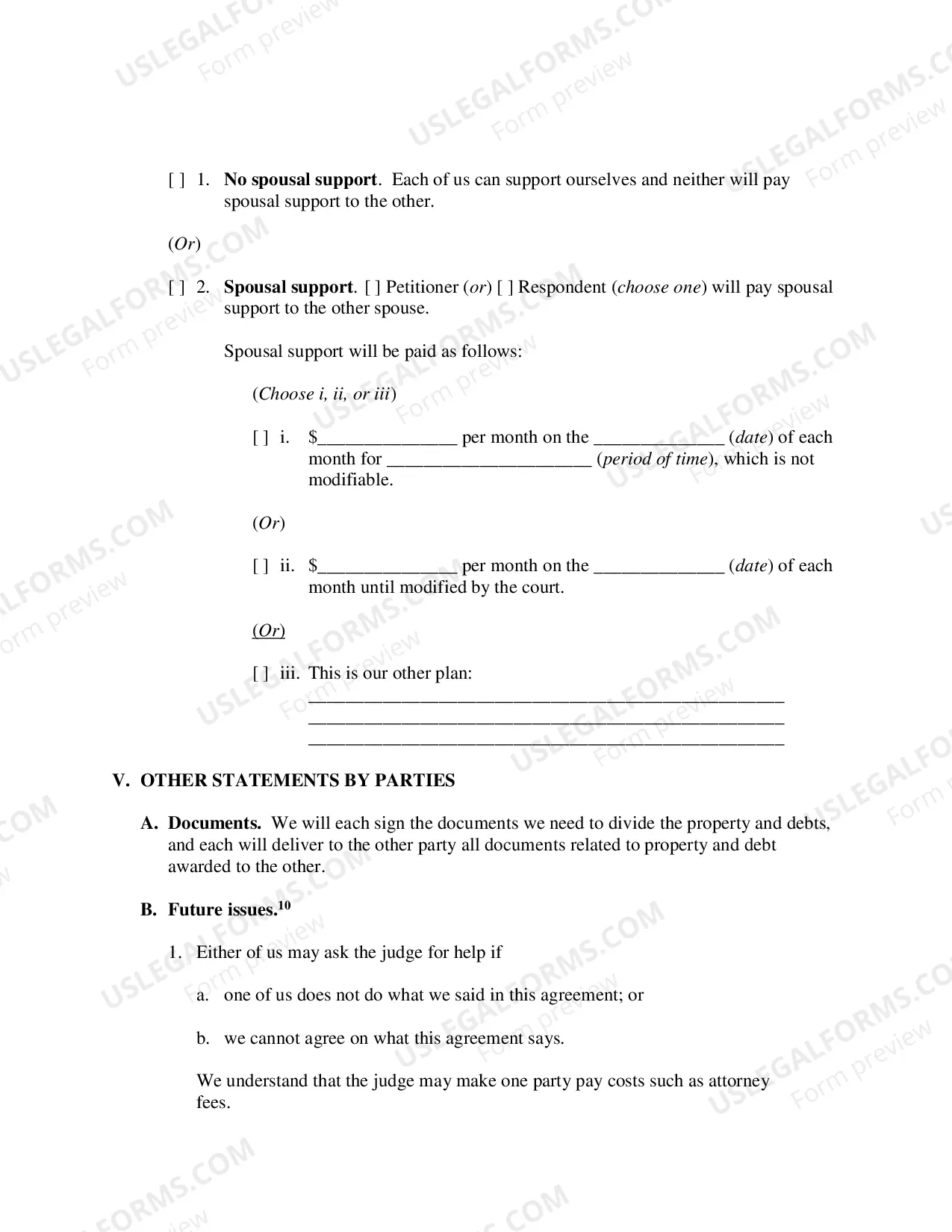Preview Marital Settlement Agreement