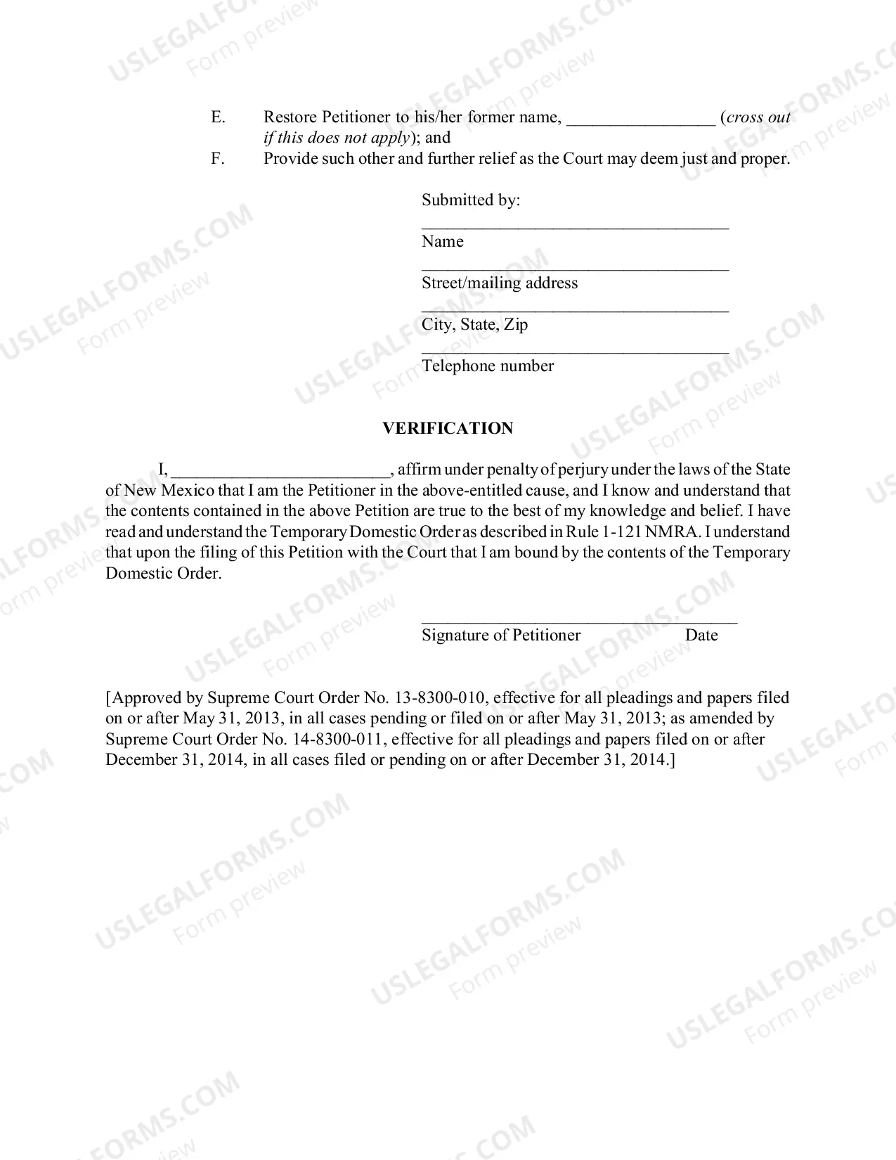 Preview Petition For Dissolution of Marriage without Minor Children
