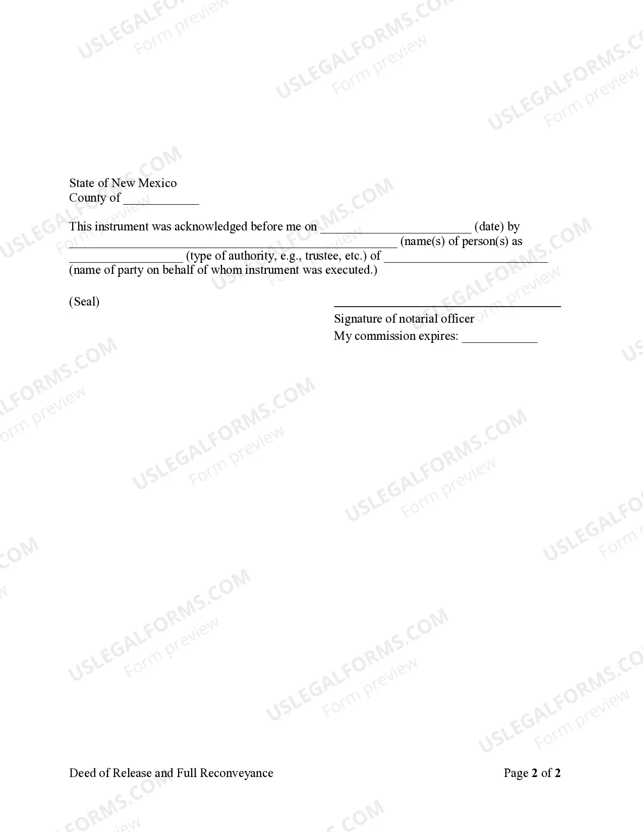 Preview Deed of Release and Full Reconveyance - Corporate Trustee