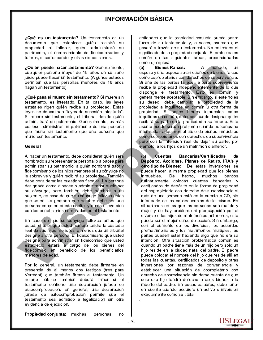 Preview Formulario Legal de Última Voluntad y Testamento para una Persona Soltera con Hijos Menores