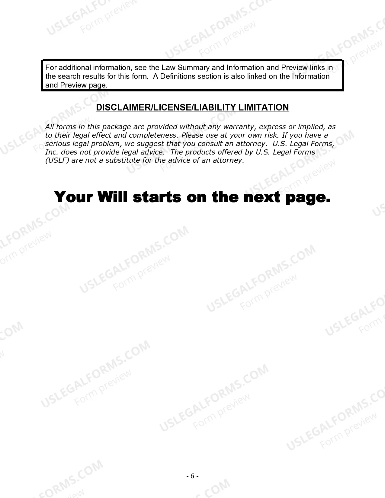 Preview Last Will and Testament for a Single Person with Minor Children