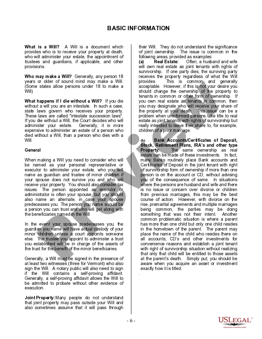 Preview Last Will and Testament for Single Person with Adult and Minor Children