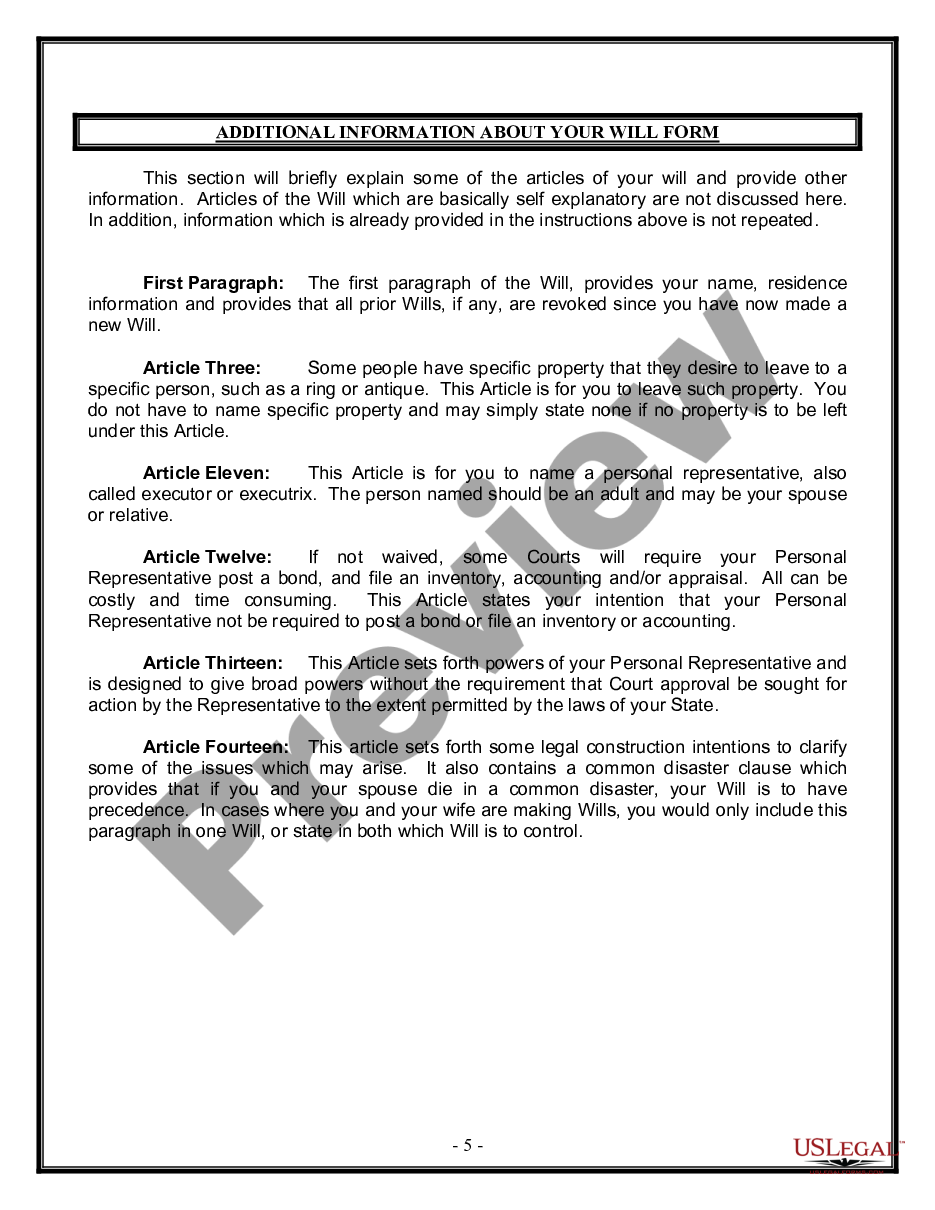 page 4 Legal Last Will and Testament for Married person with Minor Children from Prior Marriage preview