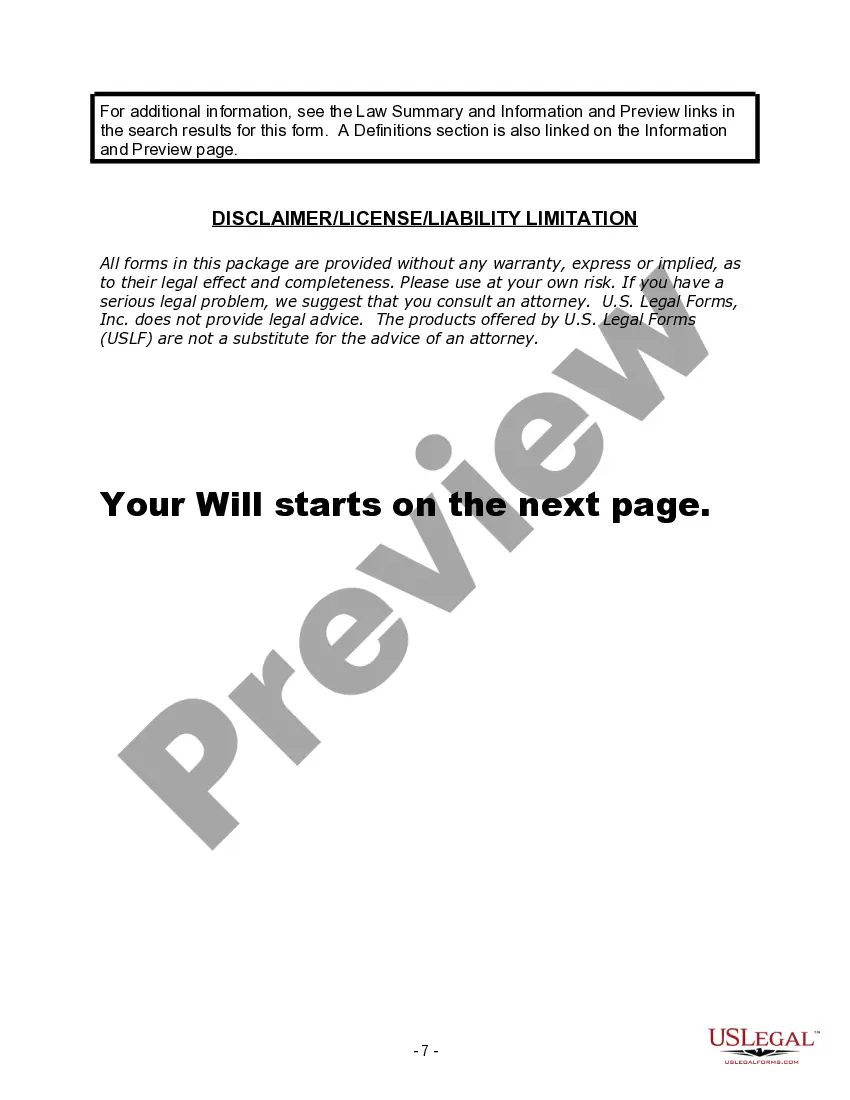 Preview Last Will and Testament for Divorced person not Remarried with Adult Children