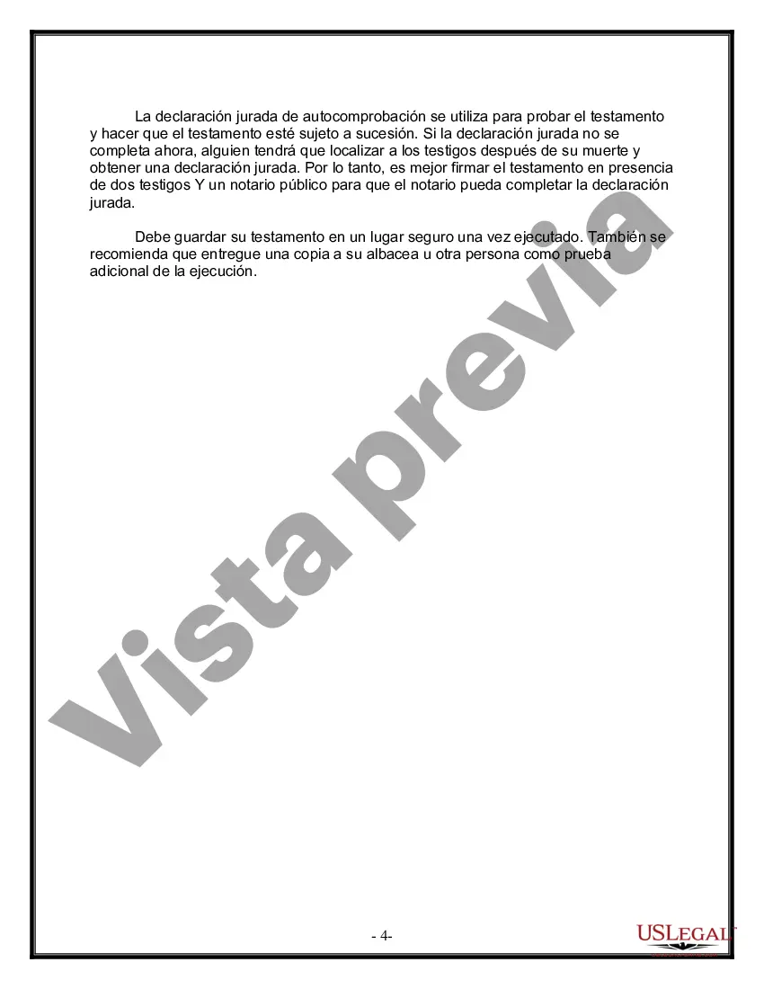 Preview Formulario de última voluntad y testamento legal para una persona casada con hijos adultos de un matrimonio anterior