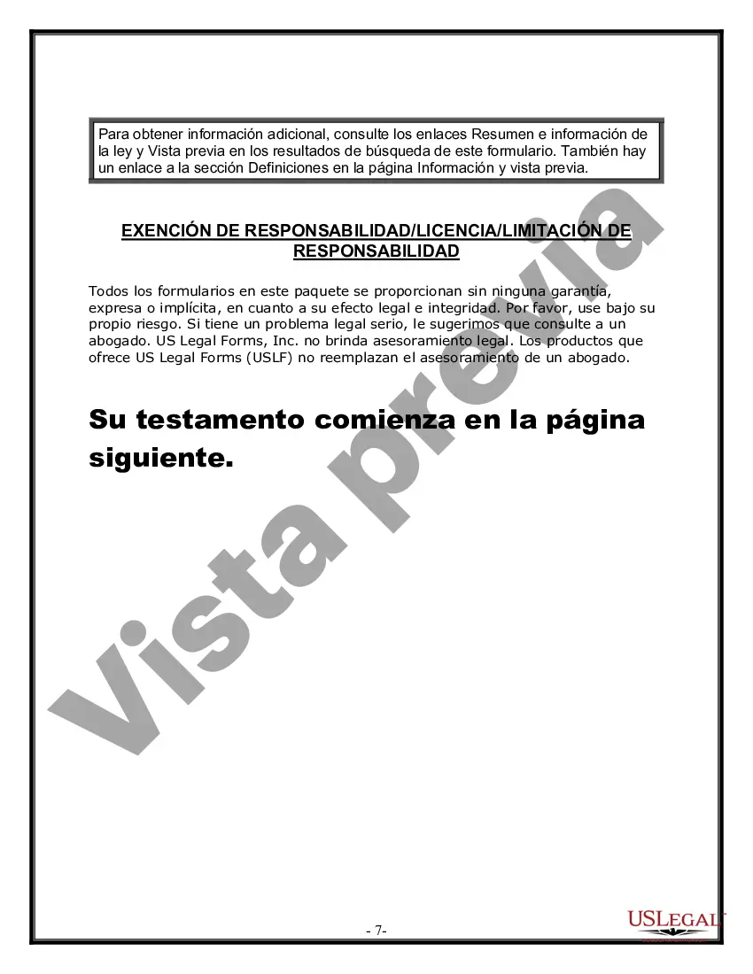 Preview Formulario de última voluntad y testamento legal para una persona casada con hijos adultos de un matrimonio anterior