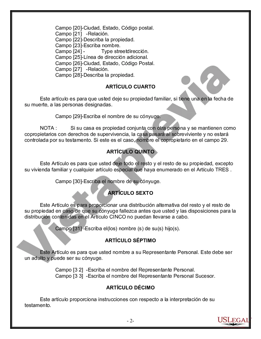 Preview Paquete de Voluntades Mutuas con Últimas Voluntades y Testamentos para Pareja Casada con Hijos Adultos