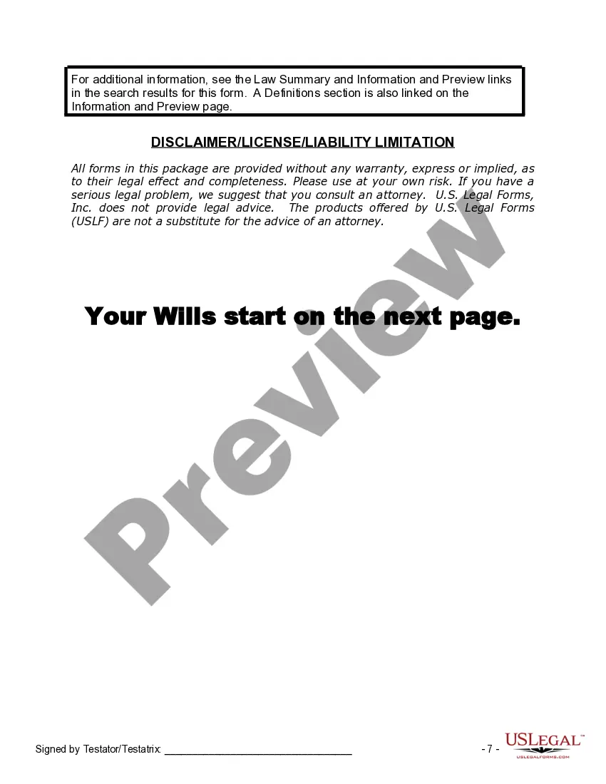 Preview Mutual Wills Package with Last Wills and Testaments for Married Couple with Adult Children