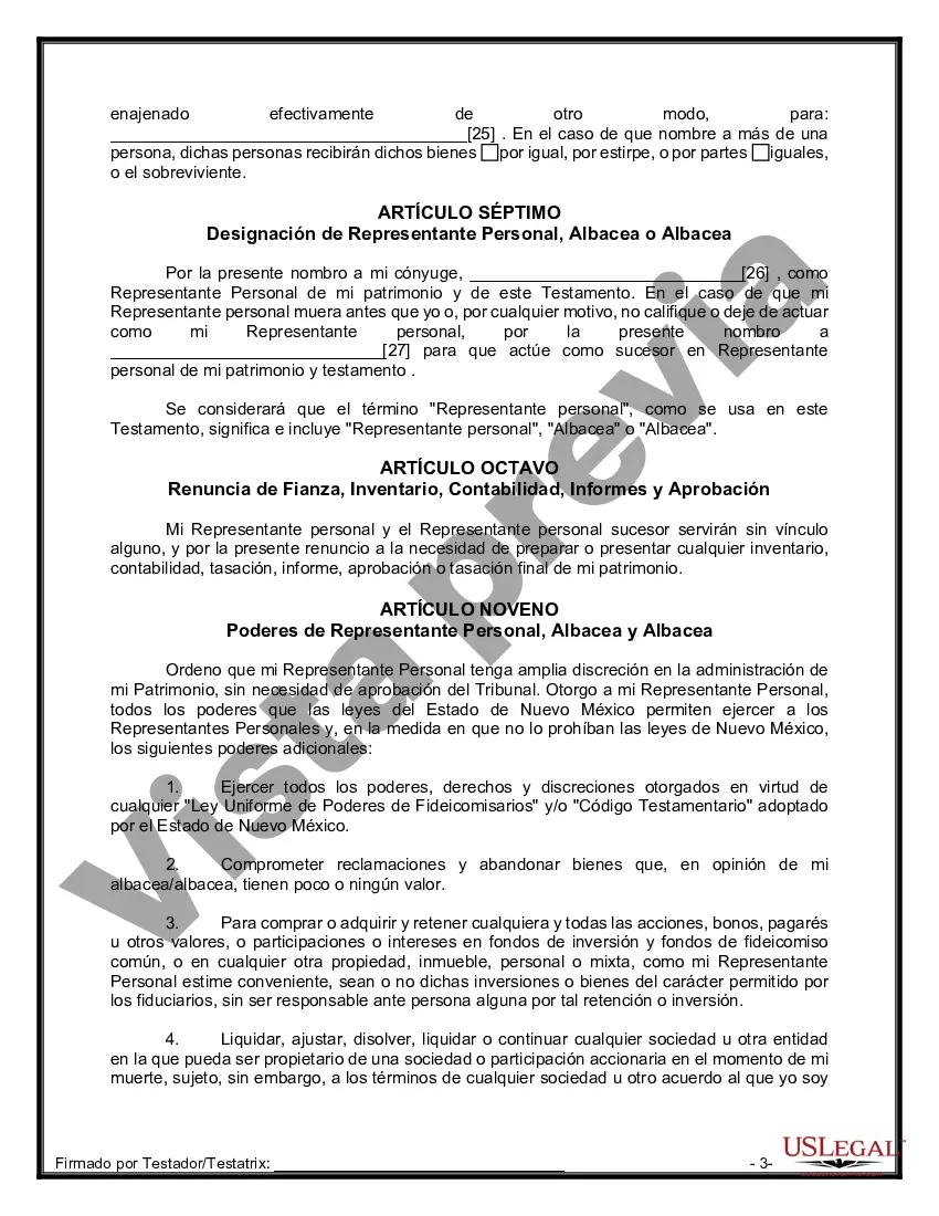 Preview Paquete de Voluntades Mutuas con Últimas Voluntades y Testamentos para Pareja Casada sin Hijos