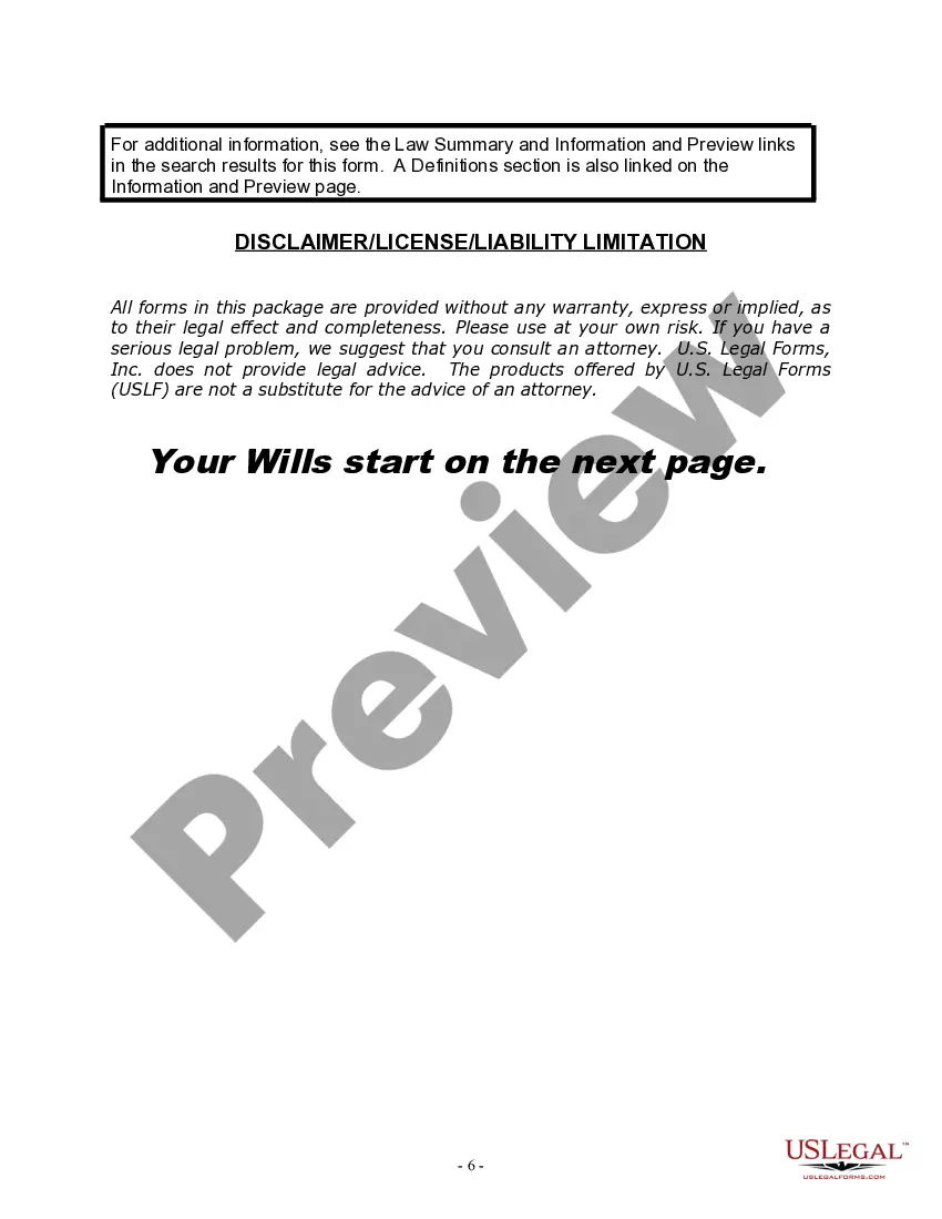 Preview Mutual Wills package with Last Wills and Testaments for Married Couple with No Children