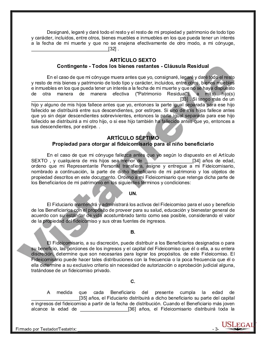 Preview Paquete de Voluntades Mutuas con Últimas Voluntades y Testamentos para Pareja Casada con Hijos Menores