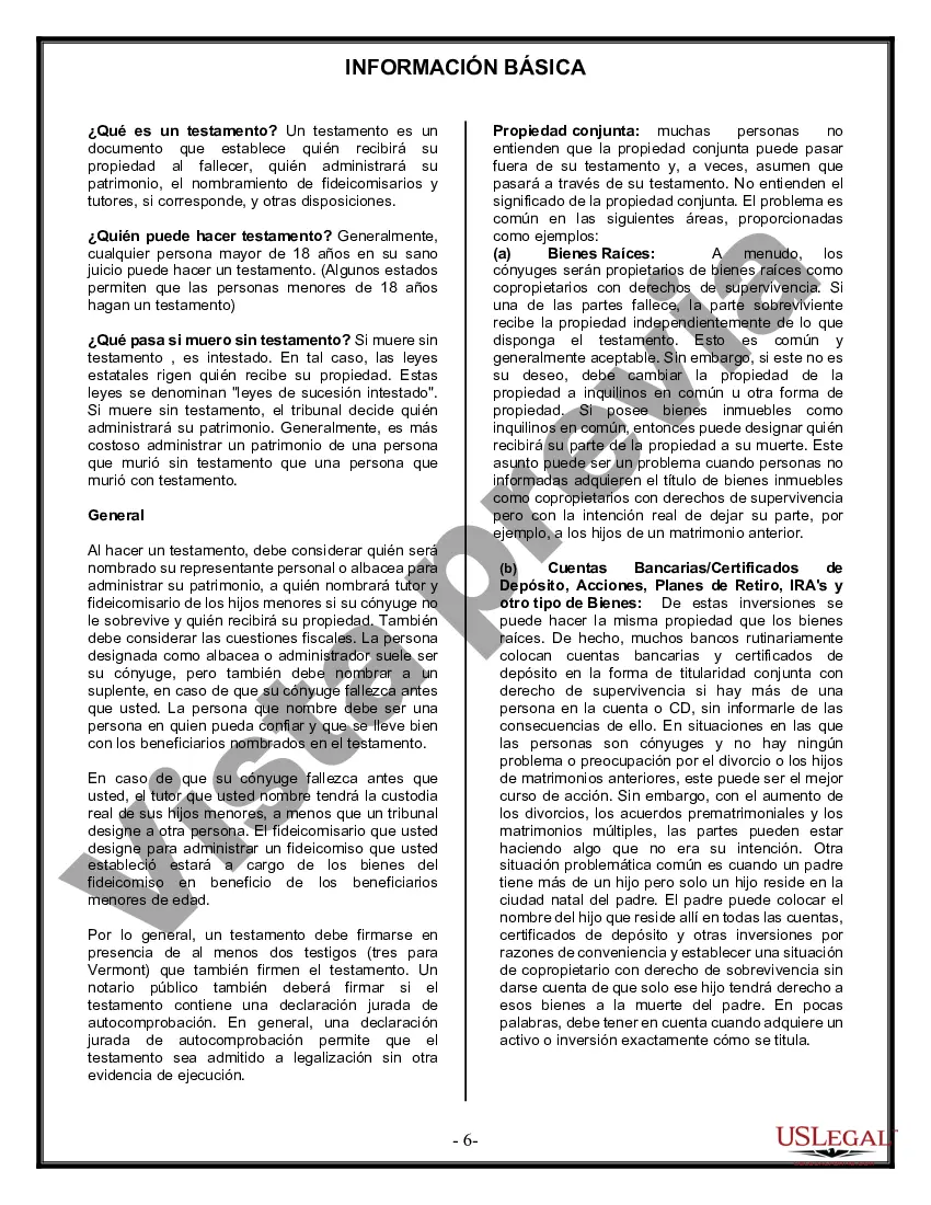 Preview Paquete de Voluntades Mutuas con Últimas Voluntades y Testamentos para Pareja Casada con Hijos Menores