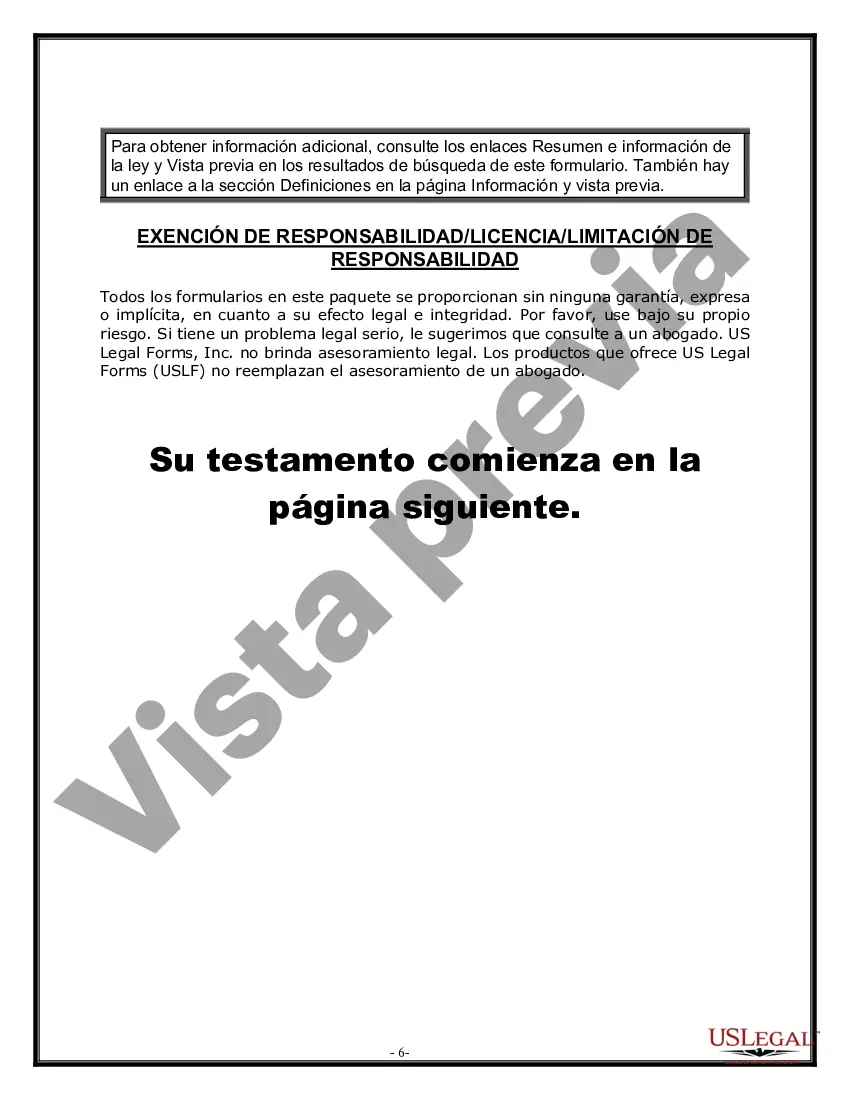Preview Formulario de última voluntad y testamento legal para persona casada con hijos adultos