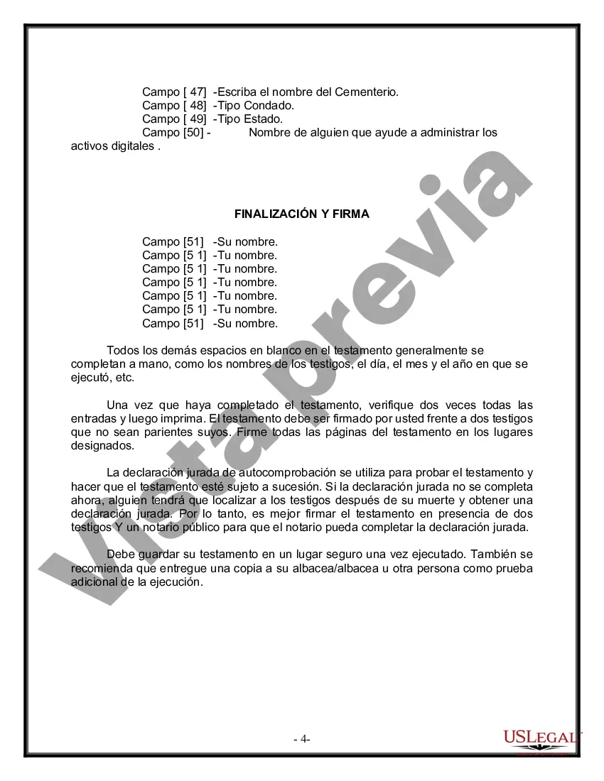 Preview Paquete de Voluntades Mutuas con Últimas Voluntades y Testamentos para Pareja Casada con Hijos Mayores y Menores