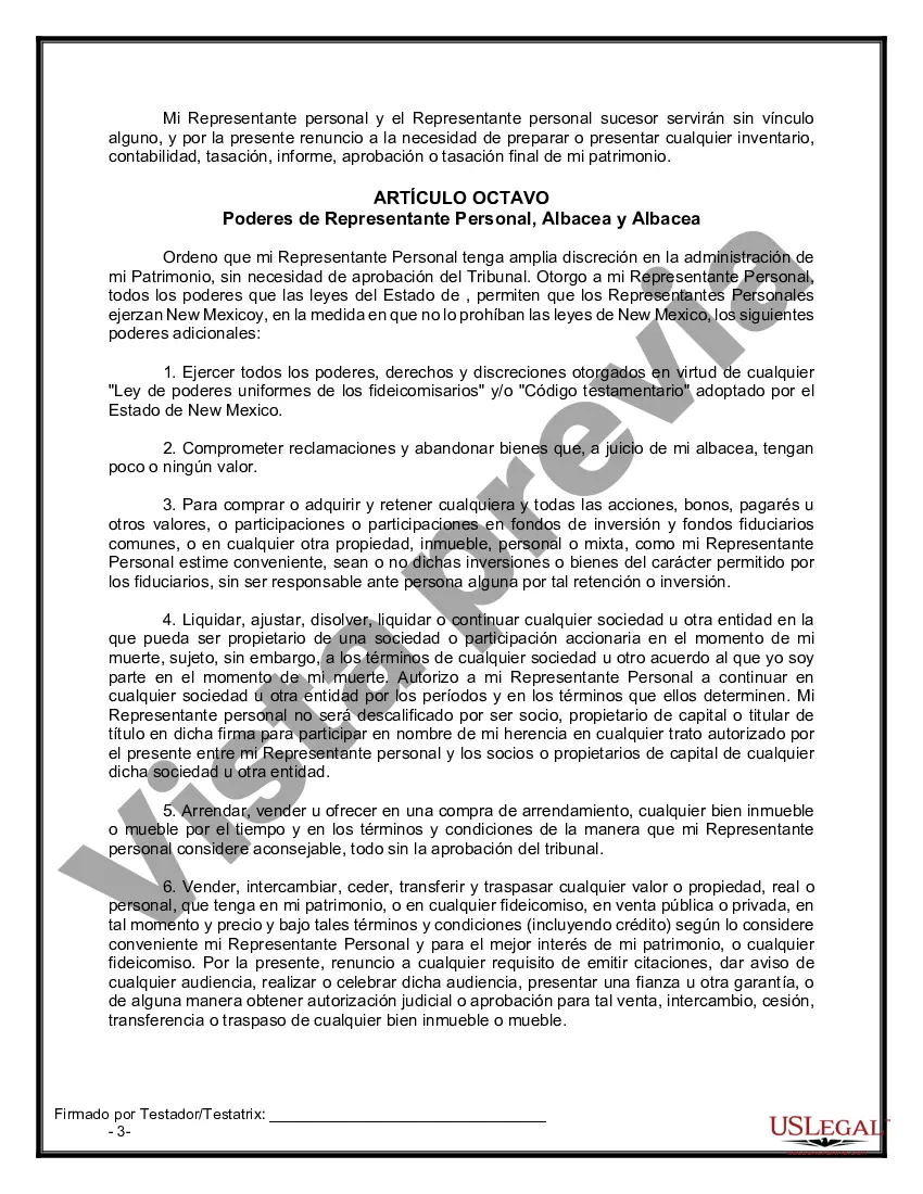 Preview Formulario de última voluntad legal para una viuda o viudo sin hijos