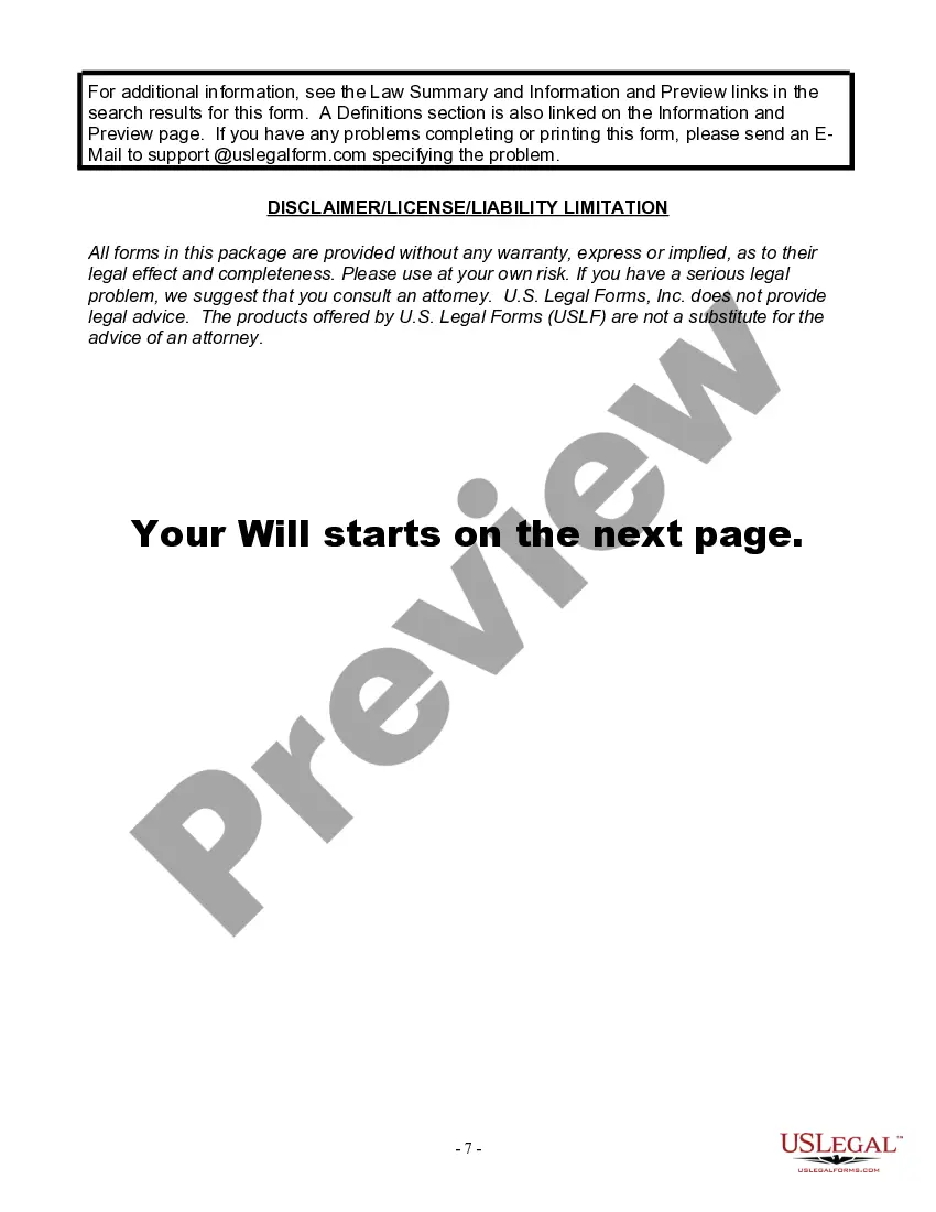 Preview Last Will for a Widow or Widower with no Children