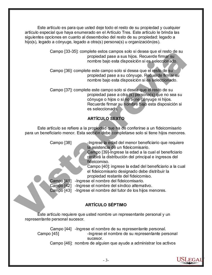 Preview Última voluntad y testamento para otras personas